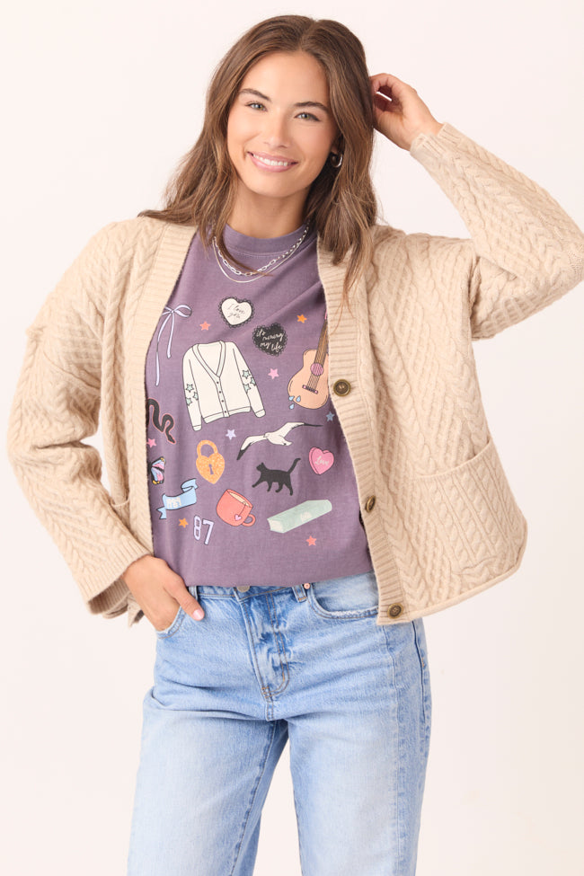Eras Multi Icons Purple Graphic Tee | Elegant Women's Fashion by coolavocek