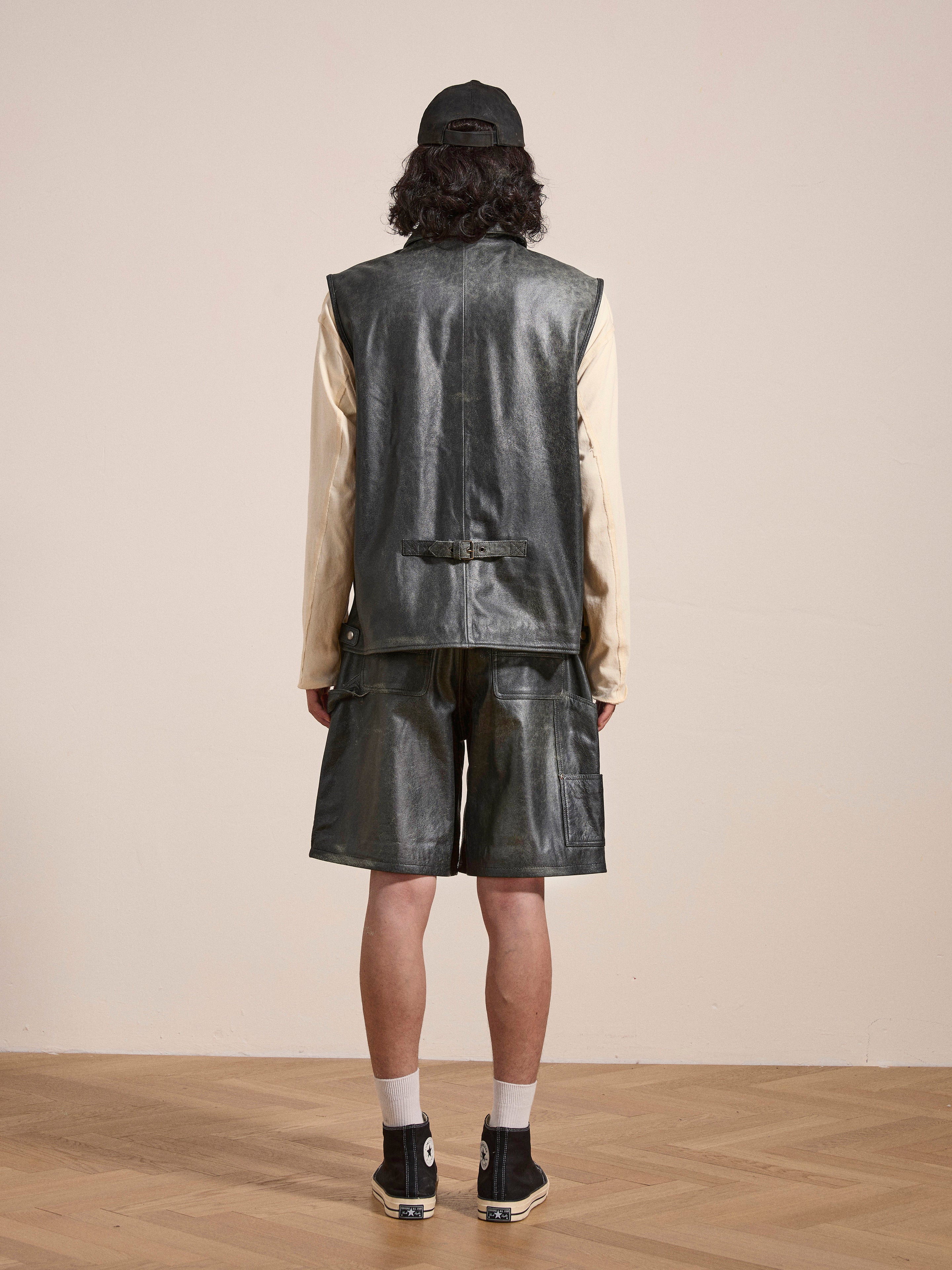 Distressed Genuine Leather Carpenter Shorts | Modern Menswear by yycbvcnbmmnbm