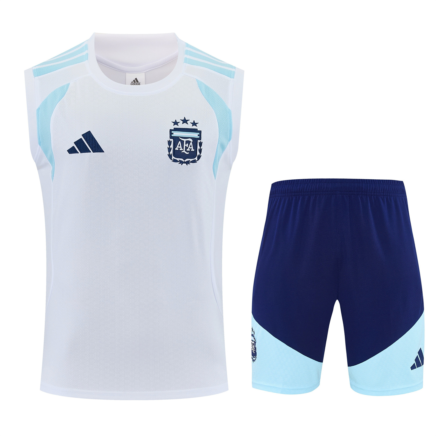 AlphaJersey-Argentina 2026 Vest Training Set - White Vest and Blue Shorts