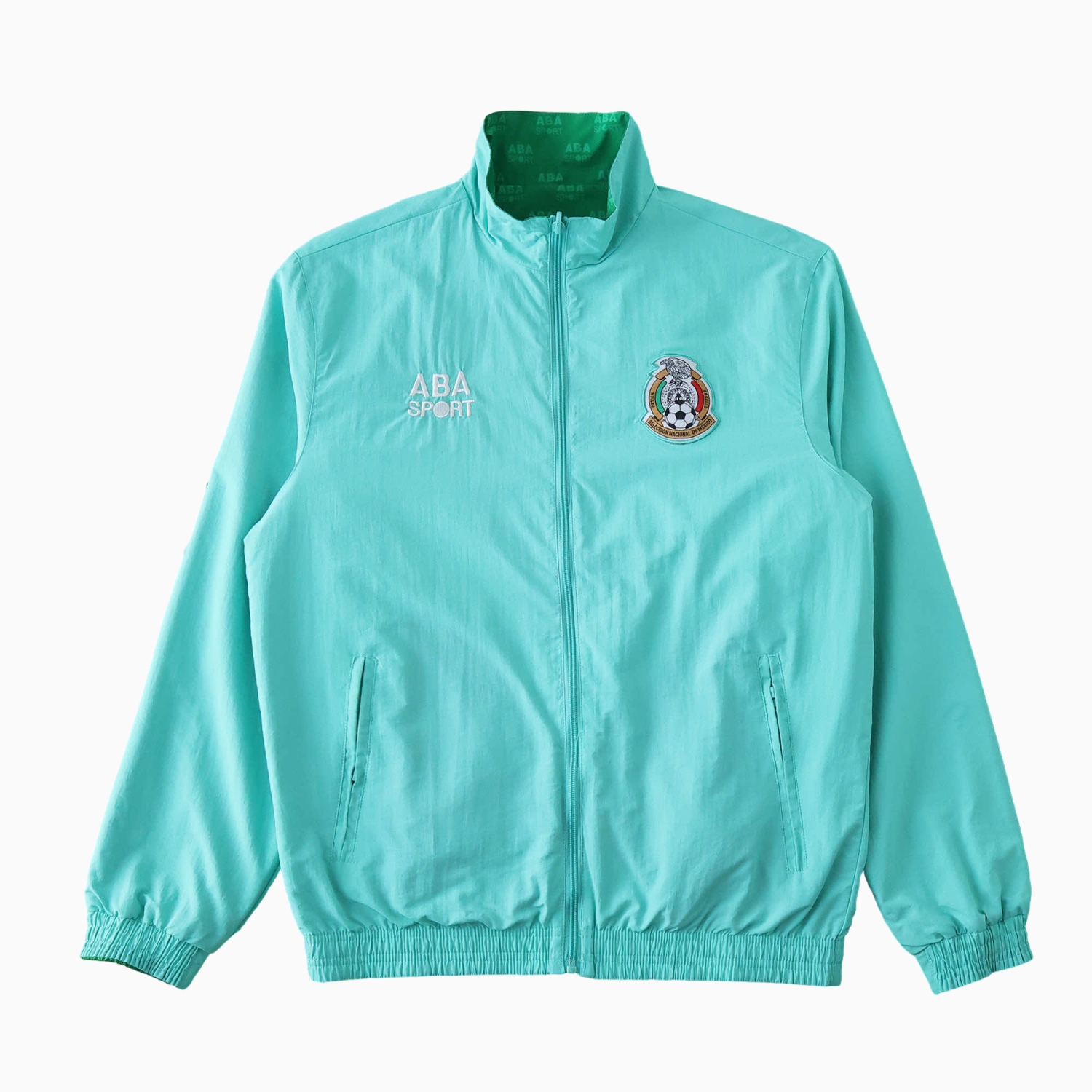 AlphaJersey-Retro Mexico 1995 Retro Style Double Sided Reversible Windbreaker - Green & Blue