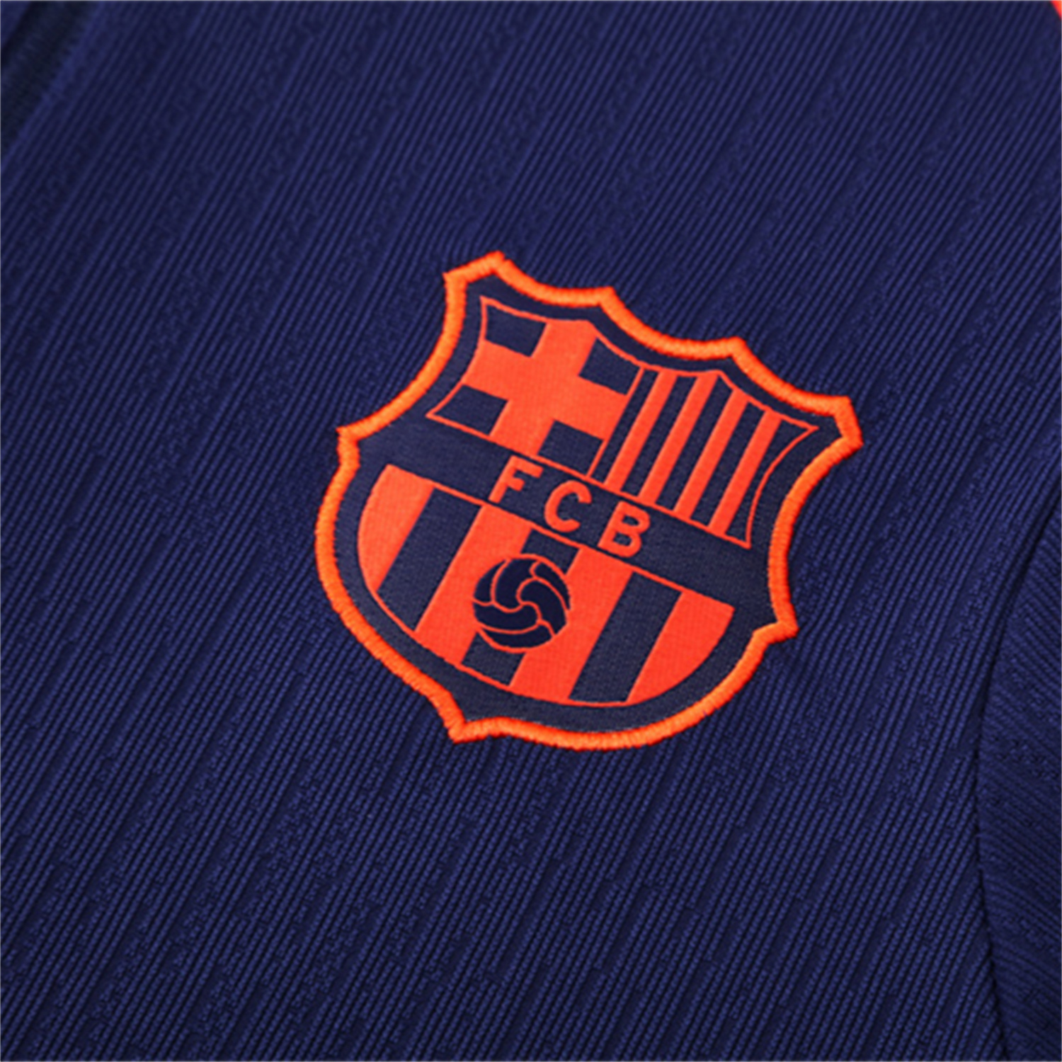 AlphaJersey-Barcelona 25-26 Kids Long Sleeve Training Set - Royal Blue Top Orange Sponsor & Royal Blue Pants