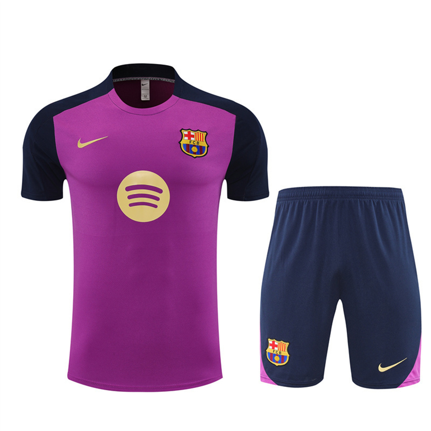 AlphaJersey-Barcelona 25-26 Short-Sleeve Training Set - Purple Top & Deep Blue Shorts