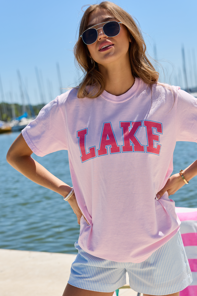 Lake Block Light Pink Graphic Tee | Elegant Women's Fashion by coolavocek