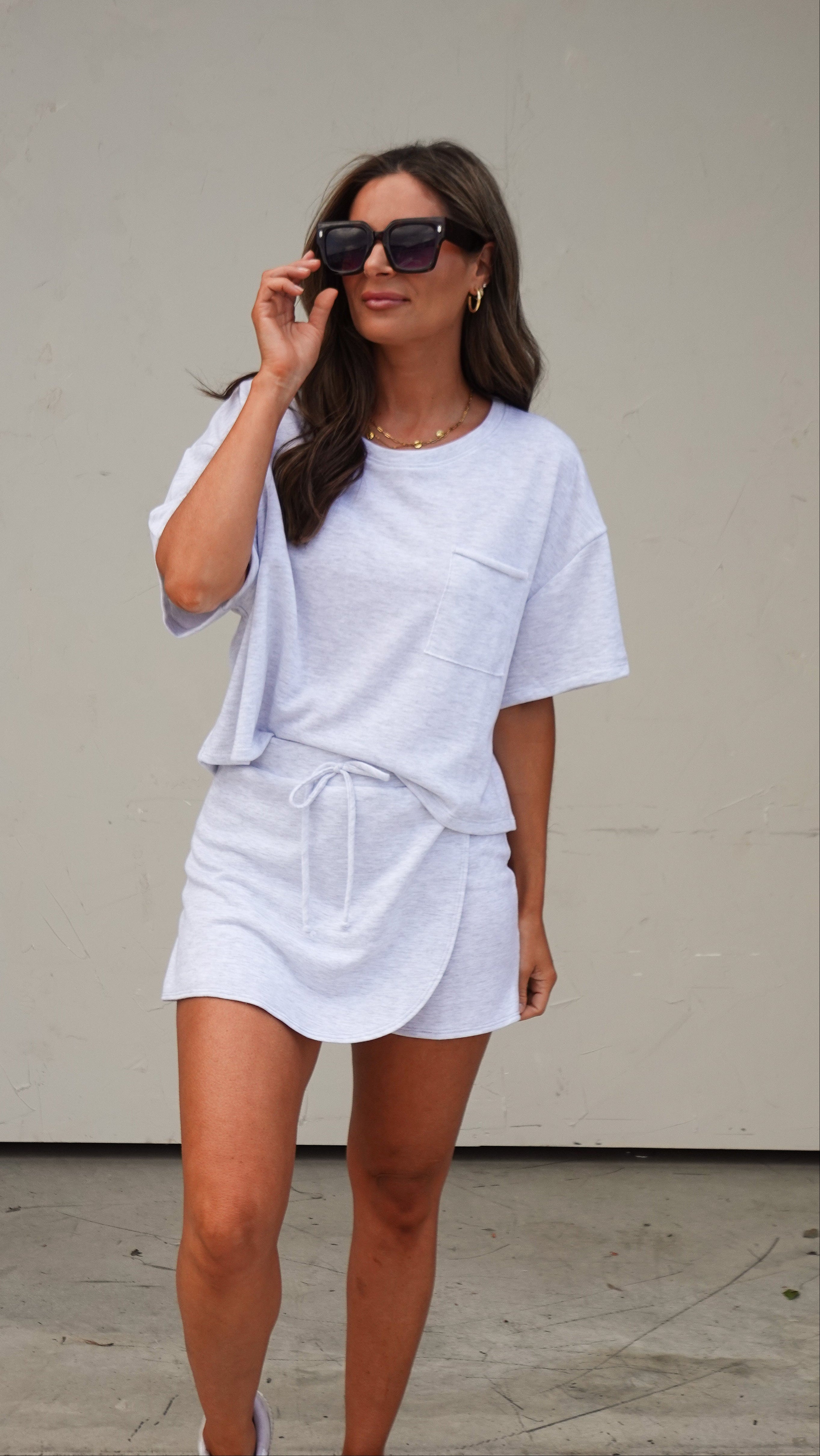 Gray French Terry Short Sleeve Top | Elegant Women's Fashion by coolavocek
