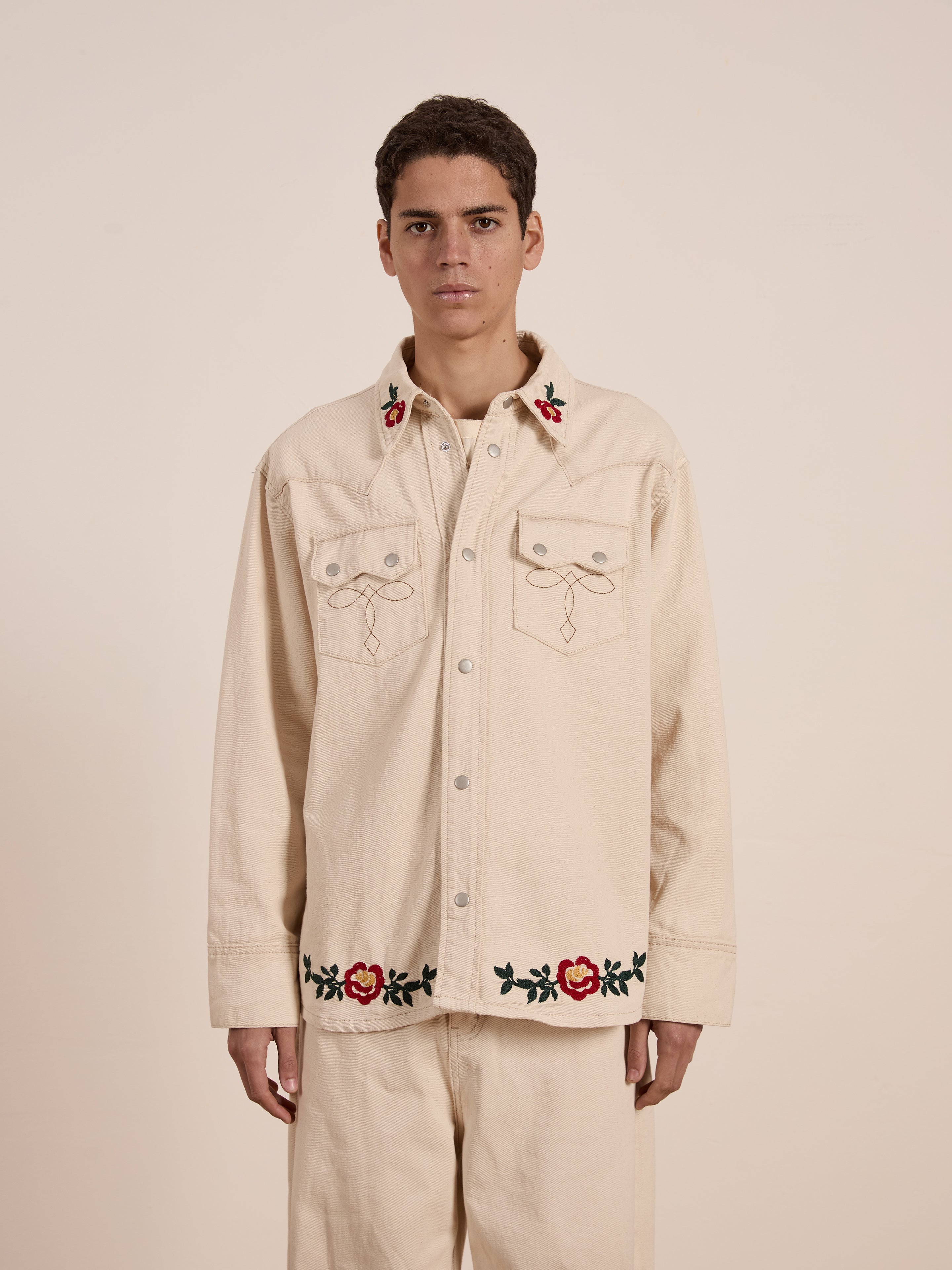 Western Floral Denim Shirt | Modern Menswear by yycbvcnbmmnbm