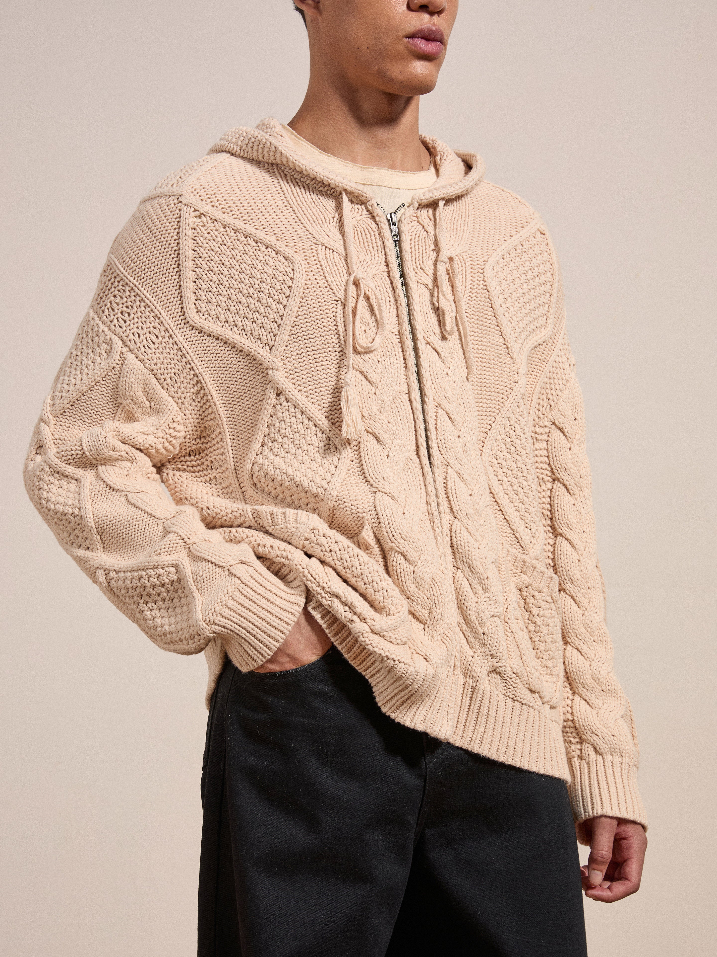 Zip Up Cable Knit Hoodie | Modern Menswear by yycbvcnbmmnbm