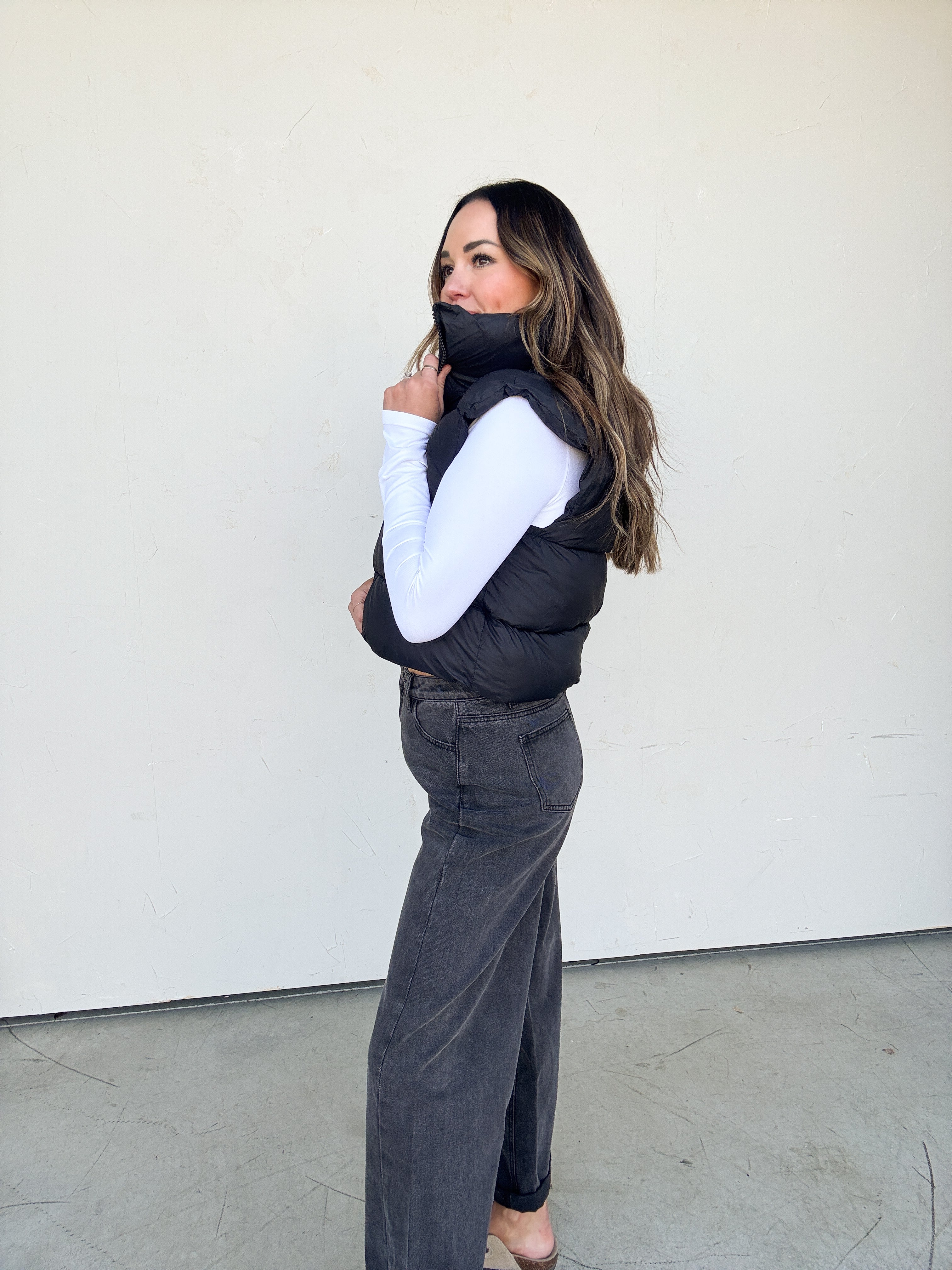 Black Cropped Puffer Vest | Elegant Women's Fashion by coolavocek