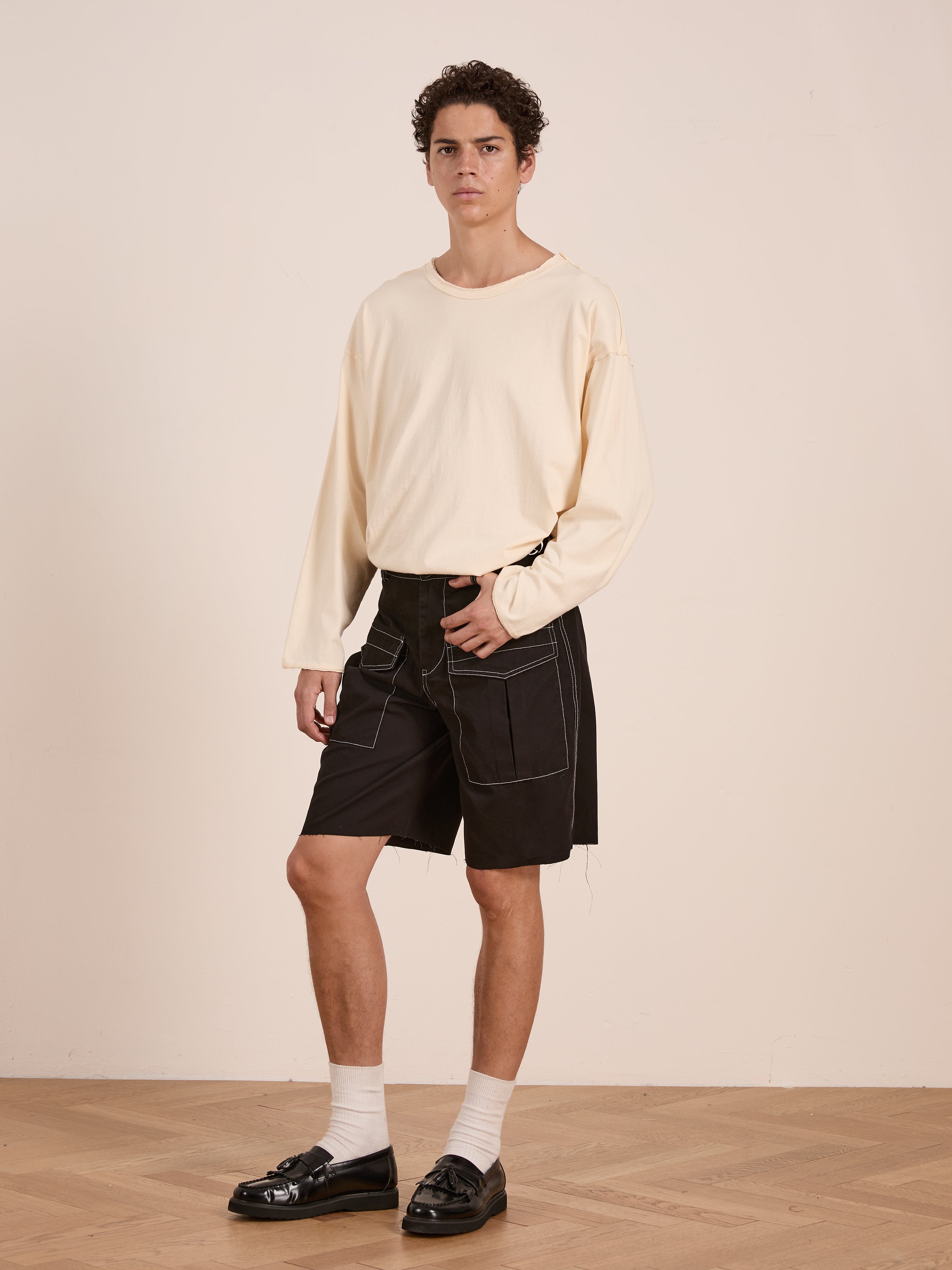 Lucca Black Contrast Pocket Trouser Shorts | Modern Menswear by yycbvcnbmmnbm