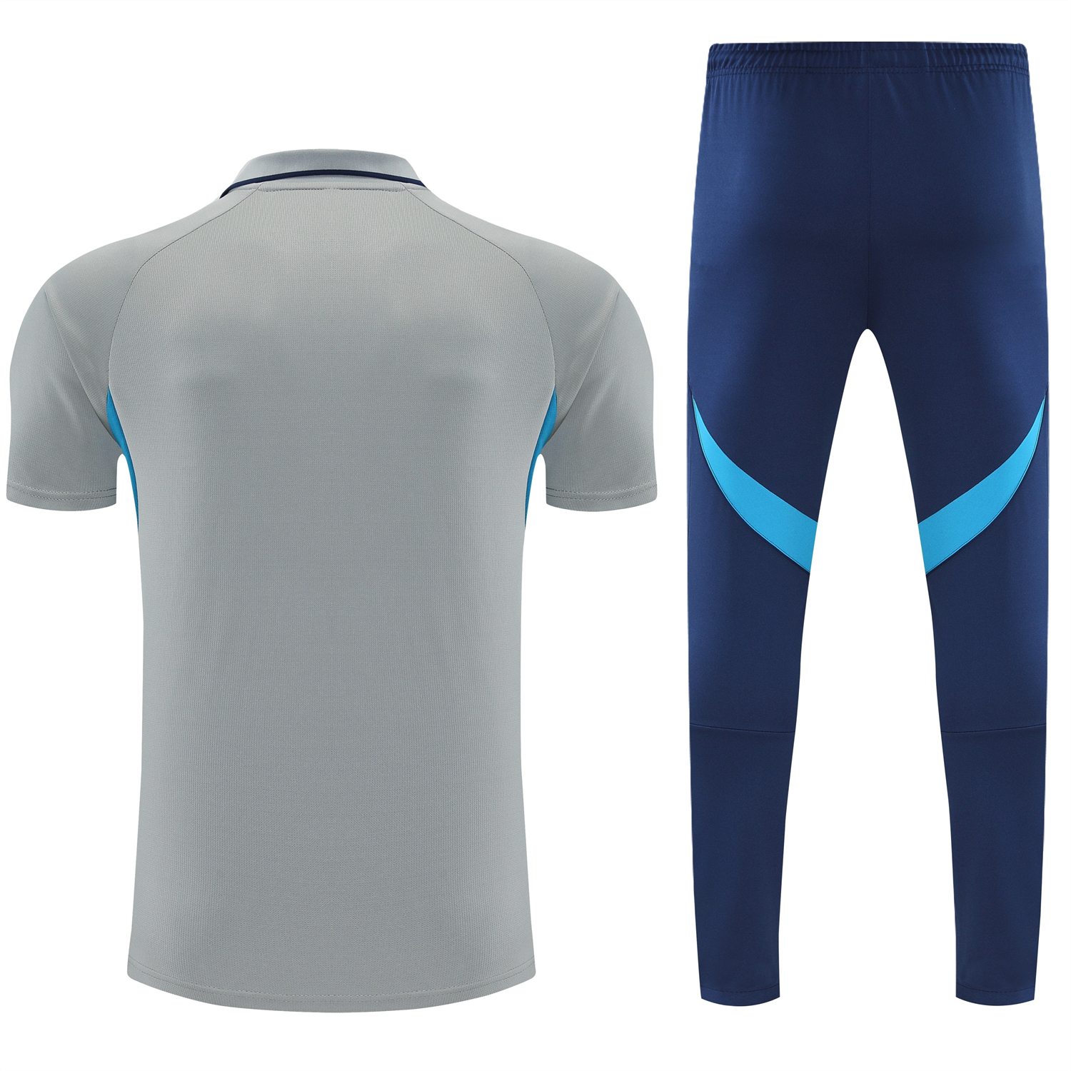 AlphaJersey-Arsenal 25-26 POLO Short-Sleeve Training Set - Grey Top and Deep Blue Pants