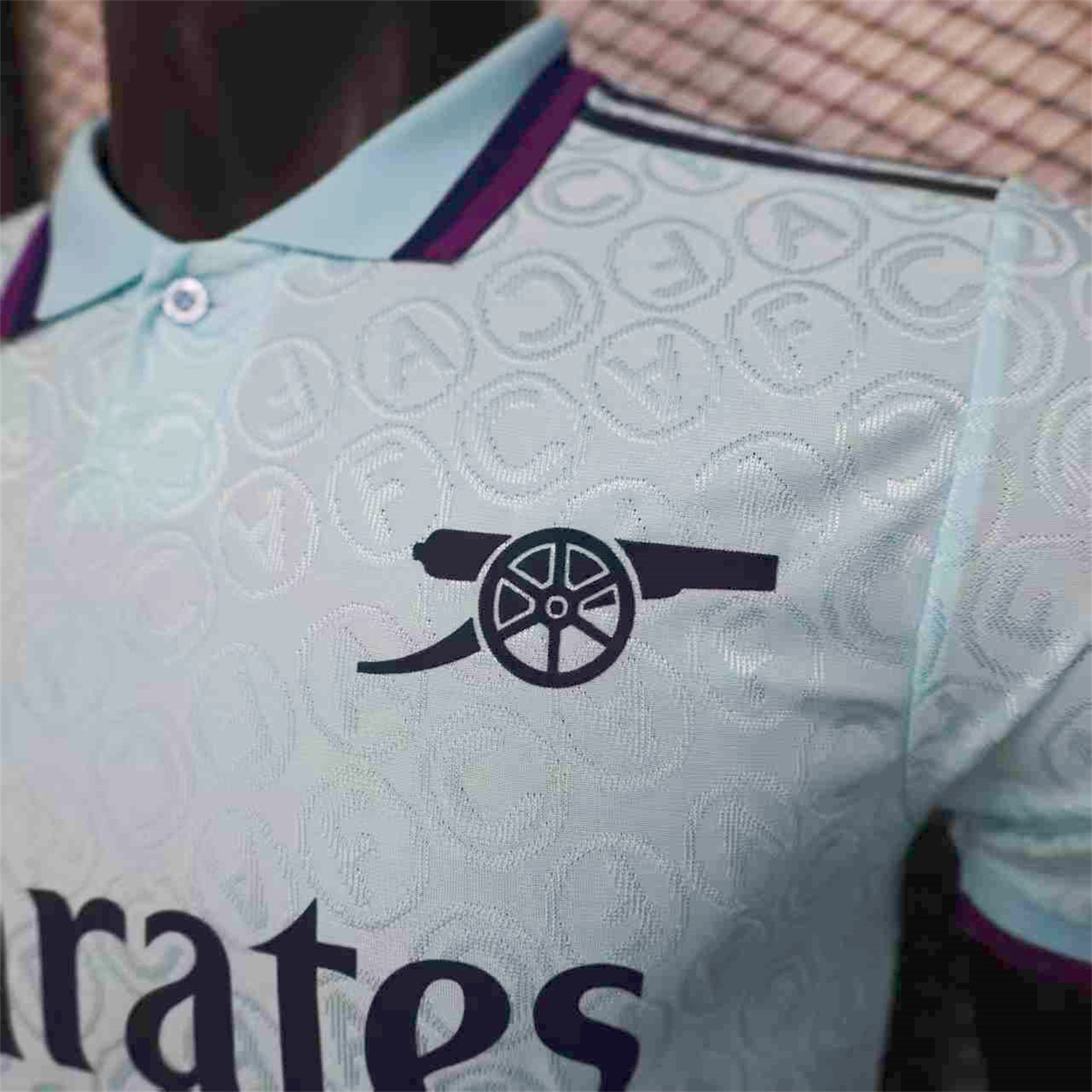 AlphaJersey-Arsenal 25-26 Light Blue POLO Letter Pattern Special Jersey - Player Version