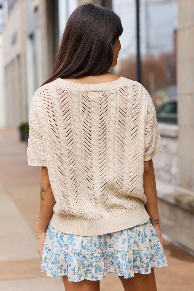 Sophia Short Sleeve Cable Knit Cardigan | Elegant Women's Fashion by coolavocek