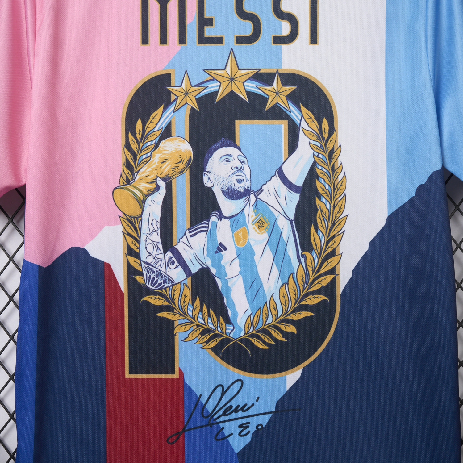 AlphaJersey-Messi Career Commemorative Jersey - Fans Version - Argentina INT M.A.M Barcelona - with 10 Special Font