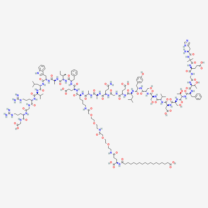 Molecular structure of GLP-1 (S) peptide, featuring amino acid sequences and chemical bonds for research applications in metabolic signaling.