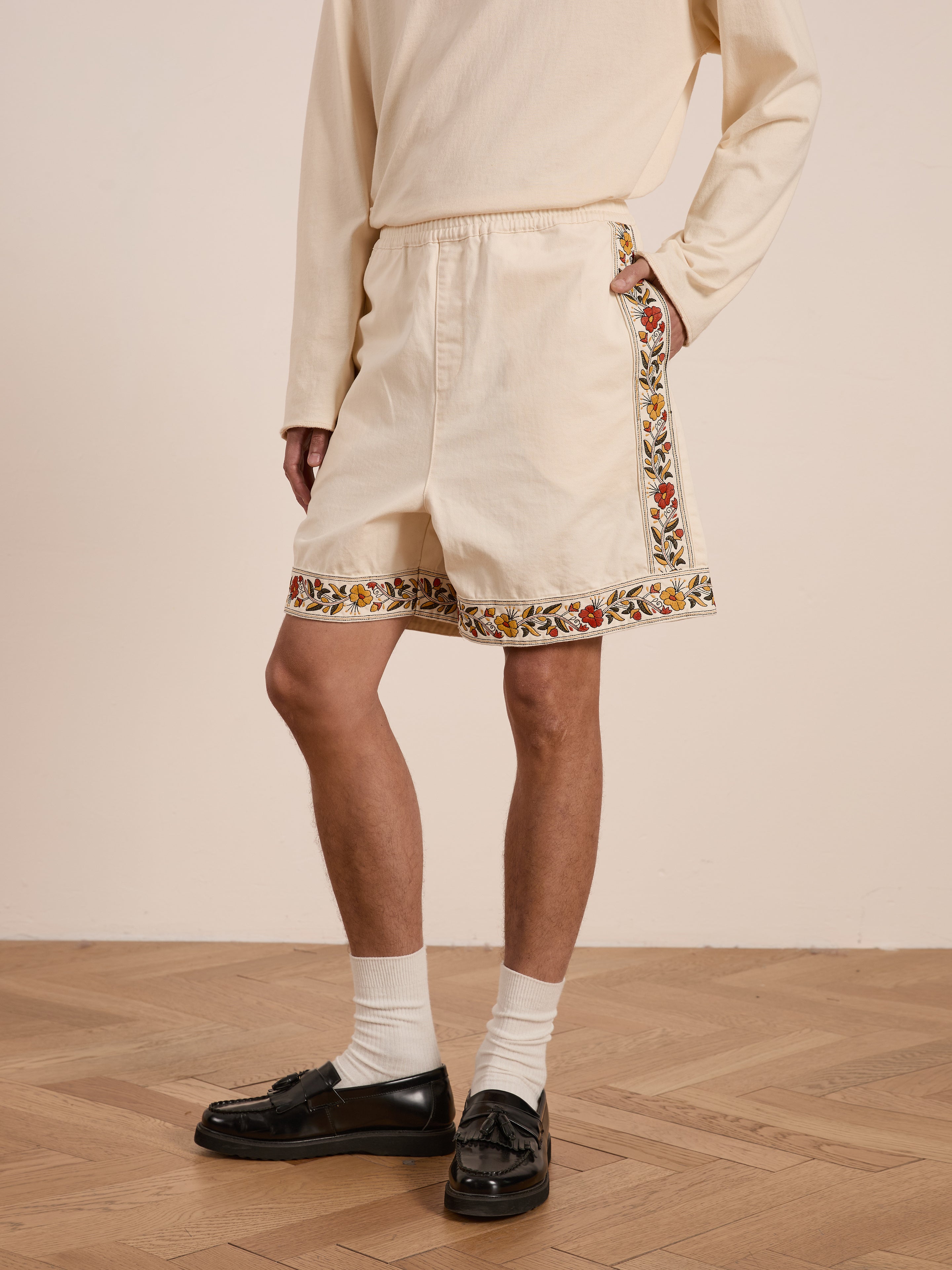 Kantha Floral Work Shorts | Modern Menswear by yycbvcnbmmnbm