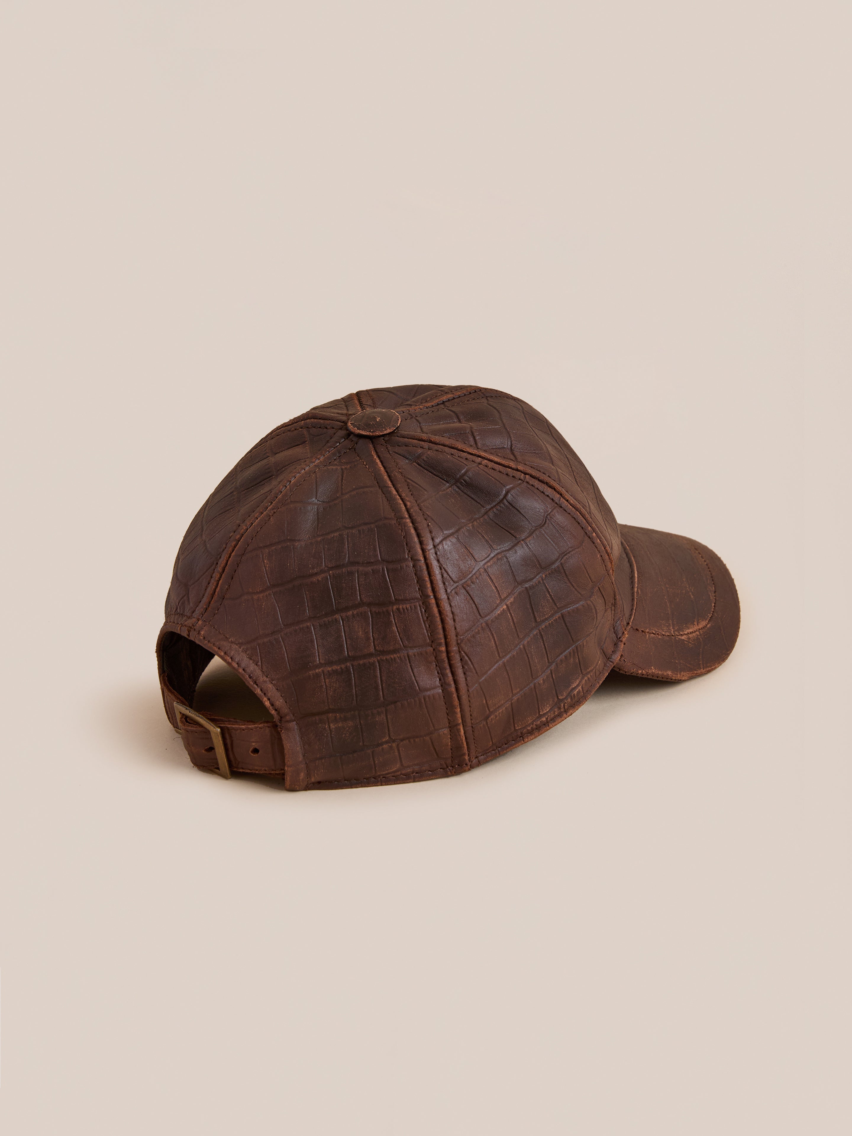 Croc Embossed Distressed Leather Cap | Modern Menswear by yycbvcnbmmnbm