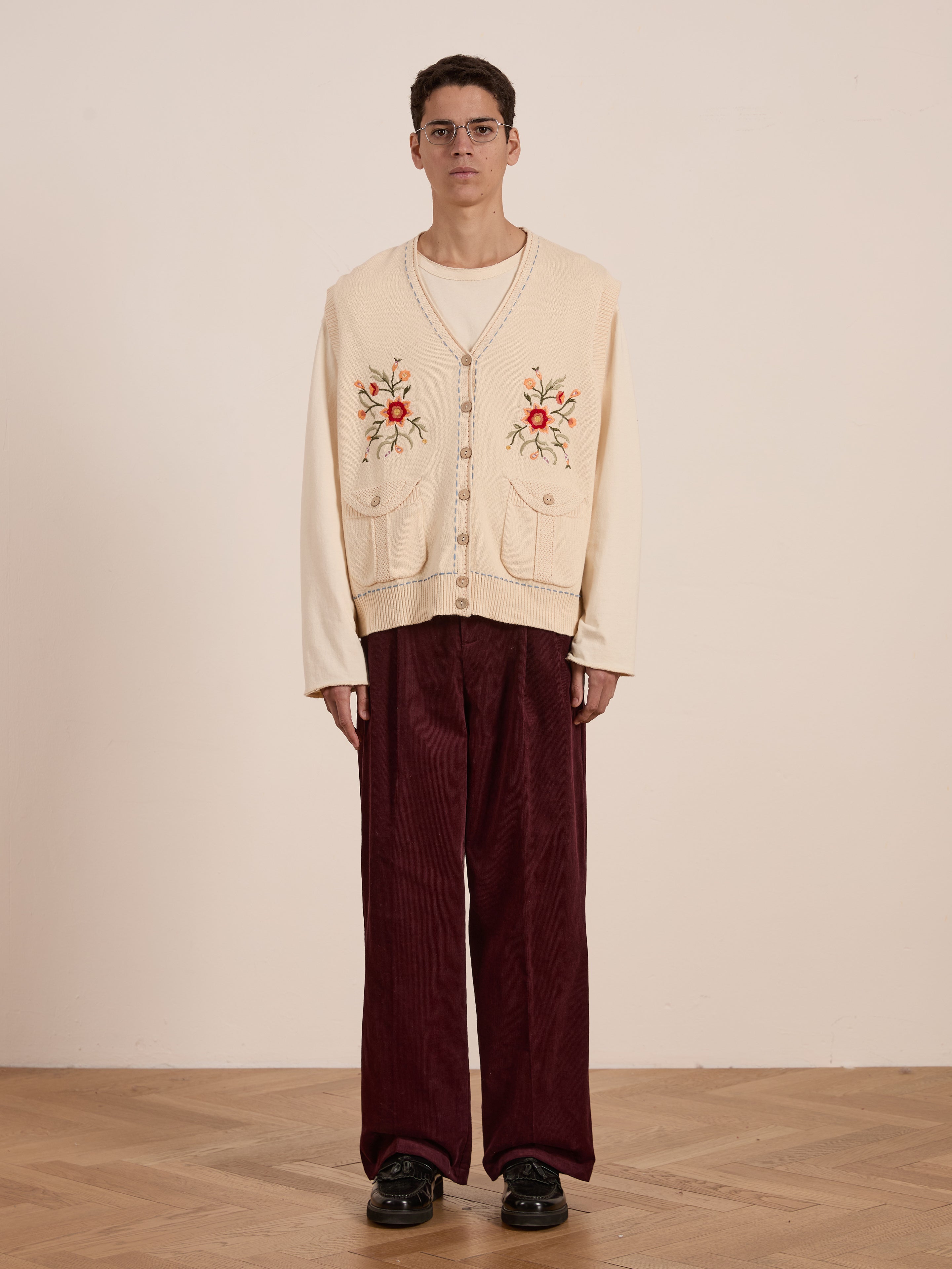 Floral Embroidered Knit Vest | Modern Menswear by yycbvcnbmmnbm
