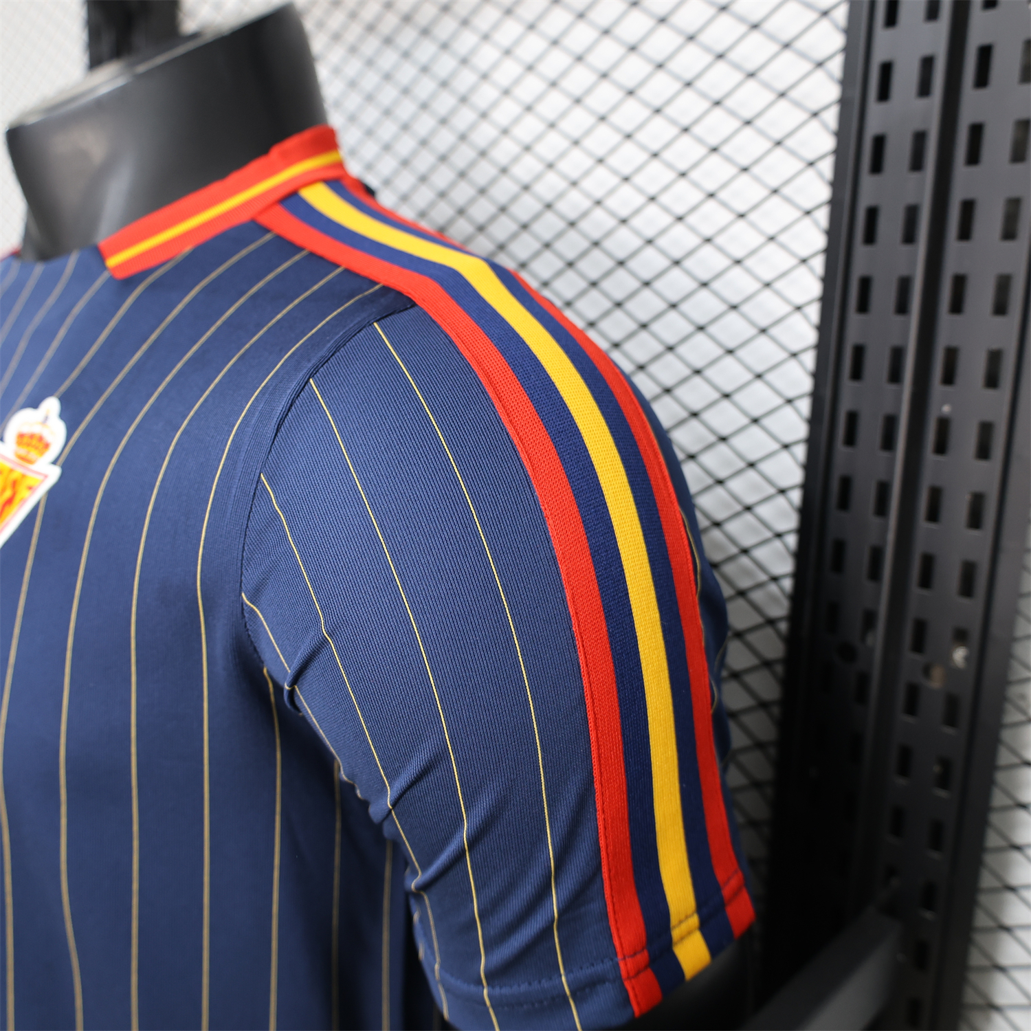AlphaJersey-Spain 2026 Terrace Icon Retro Casual Style Deep Blue Jersey - Player Version
