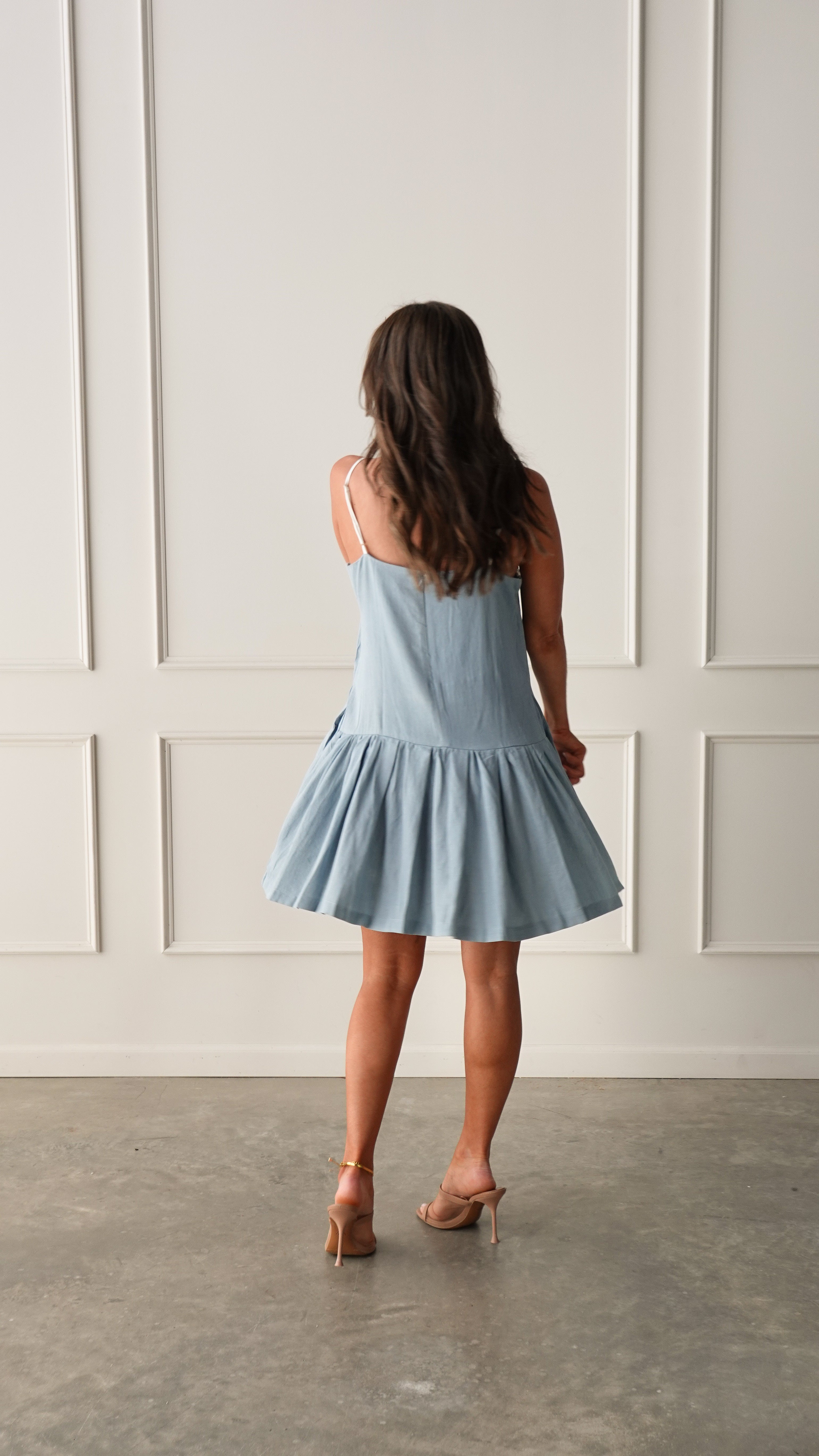 Denim Dress with White Stitching | Elegant Women's Fashion by coolavocek