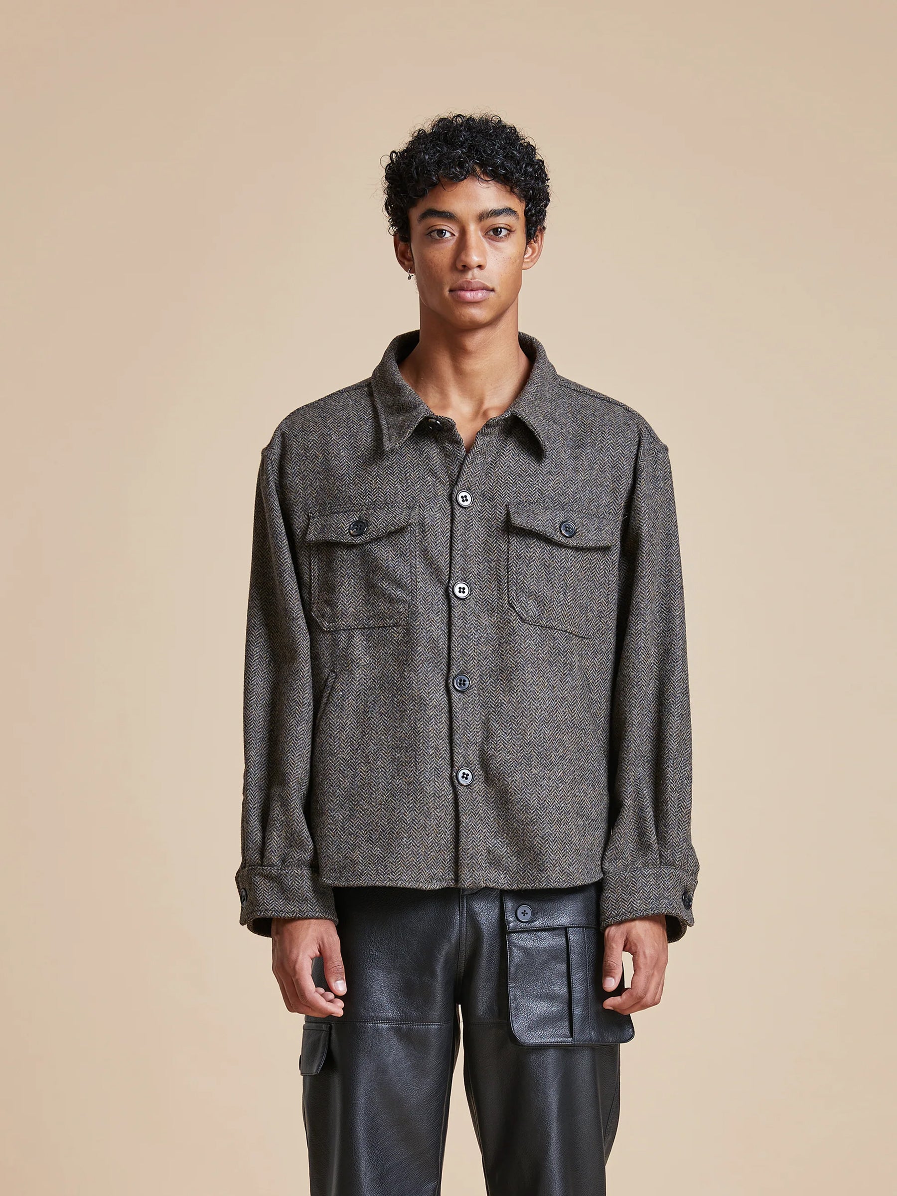 Raven Herringbone Overshirt | Modern Menswear by yycbvcnbmmnbm