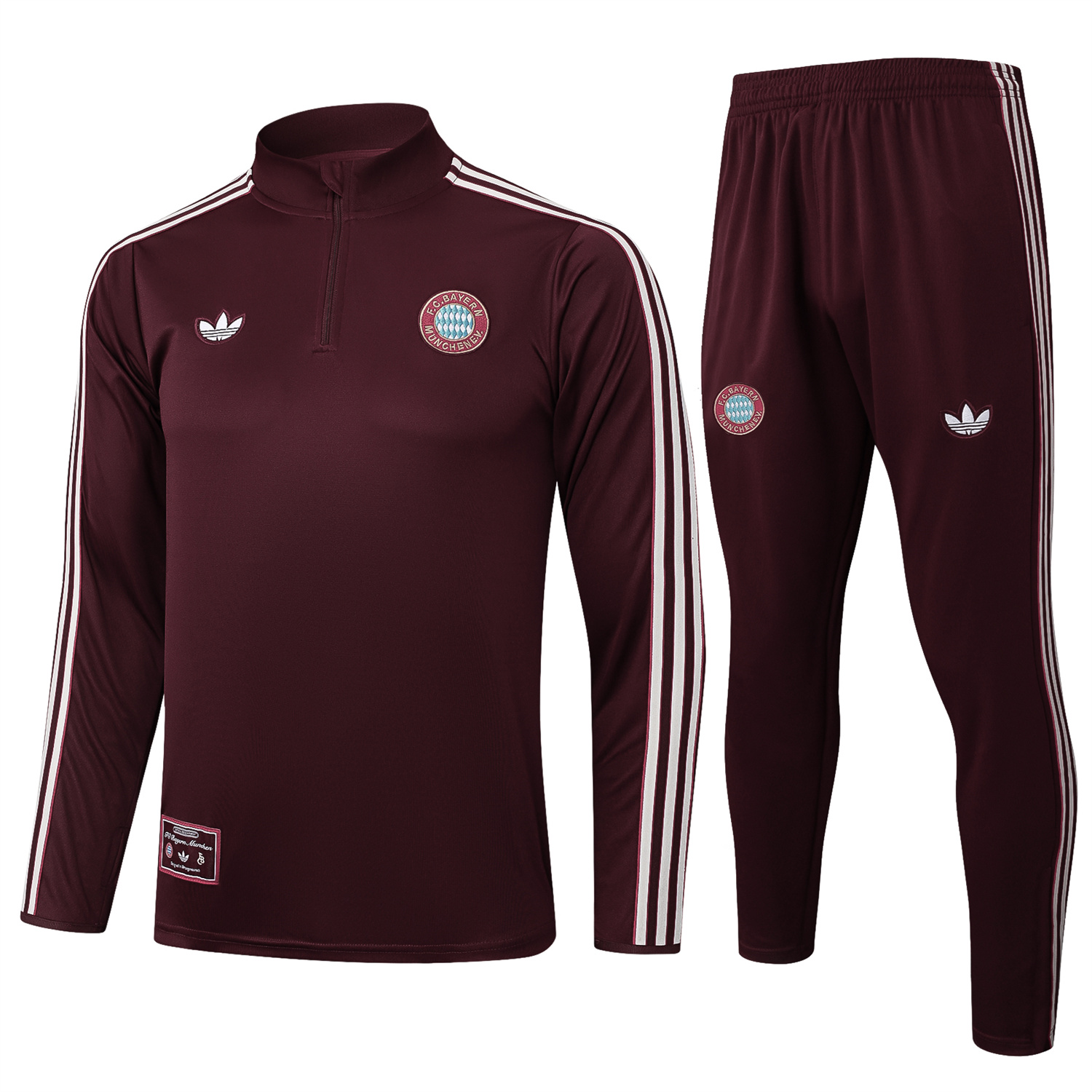 AlphaJersey-Bayern Munich 25-26 Throwback Trefoil Long Sleeves Training Set - Deep Red