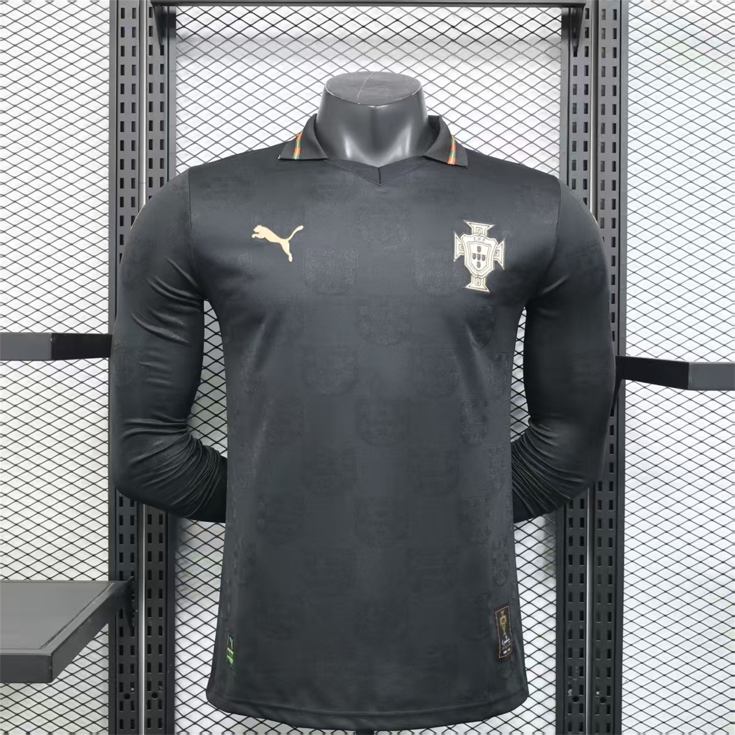 AlphaJersey-Portugal 2026 Away Black Long Sleeves Jersey - Player Version