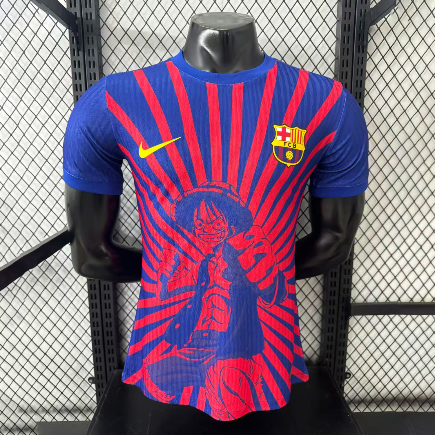 AlphaJersey-Barcelona 25-26 One Piece Red Silhouette Special Blue Jersey - Player Version
