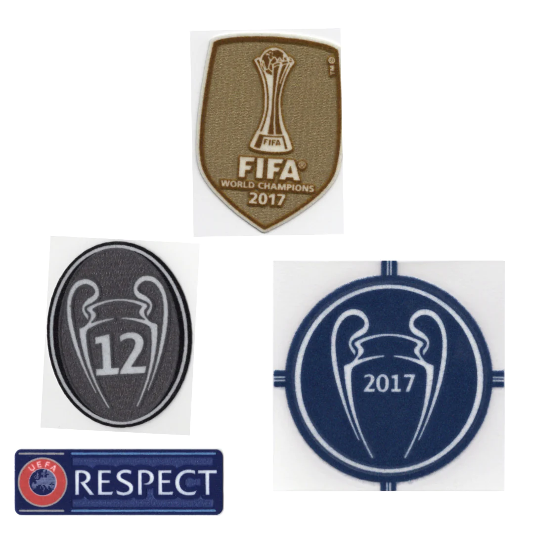 AlphaJersey-Retro Real Madrid 17-18 Home Long Sleeve Jersey - with Champions League Final Final
