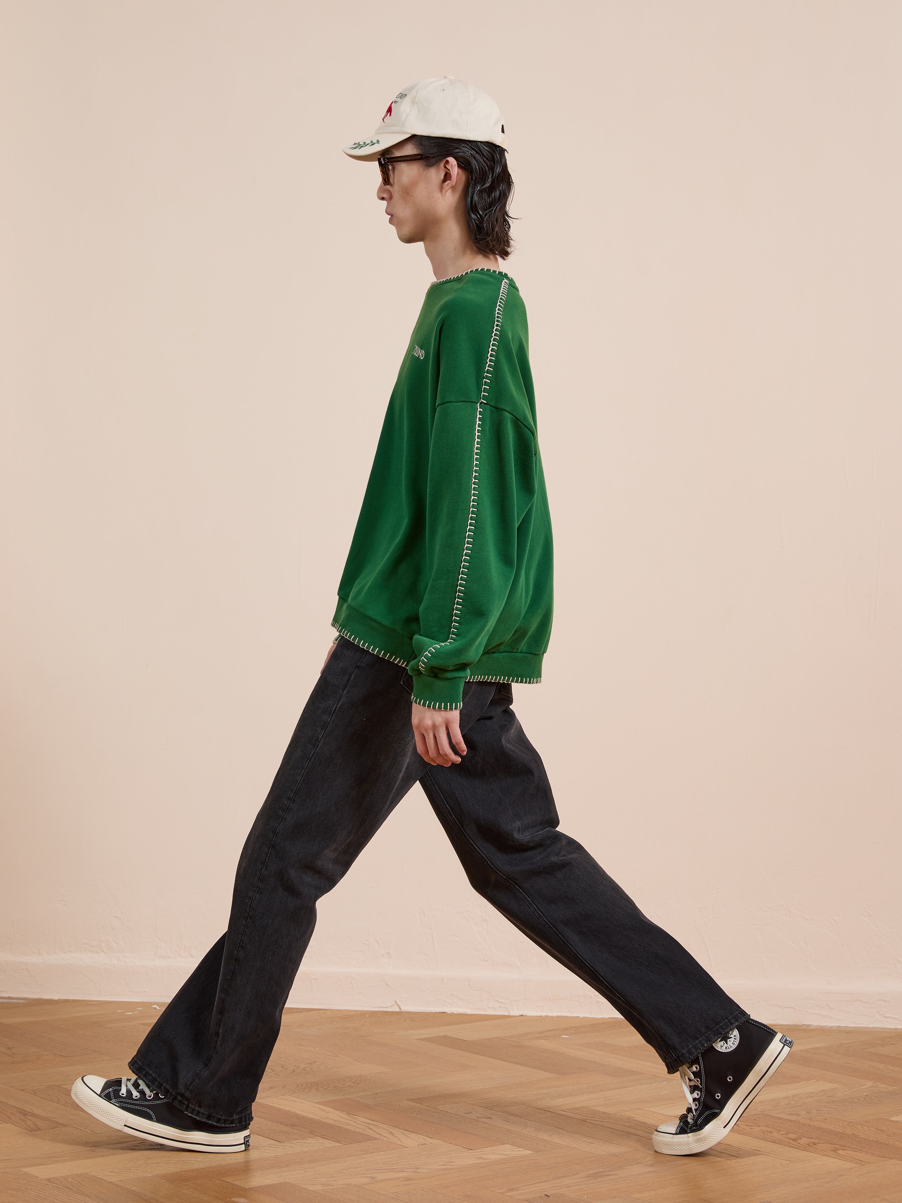 Stitched Border Distressed Crewneck | Modern Menswear by yycbvcnbmmnbm