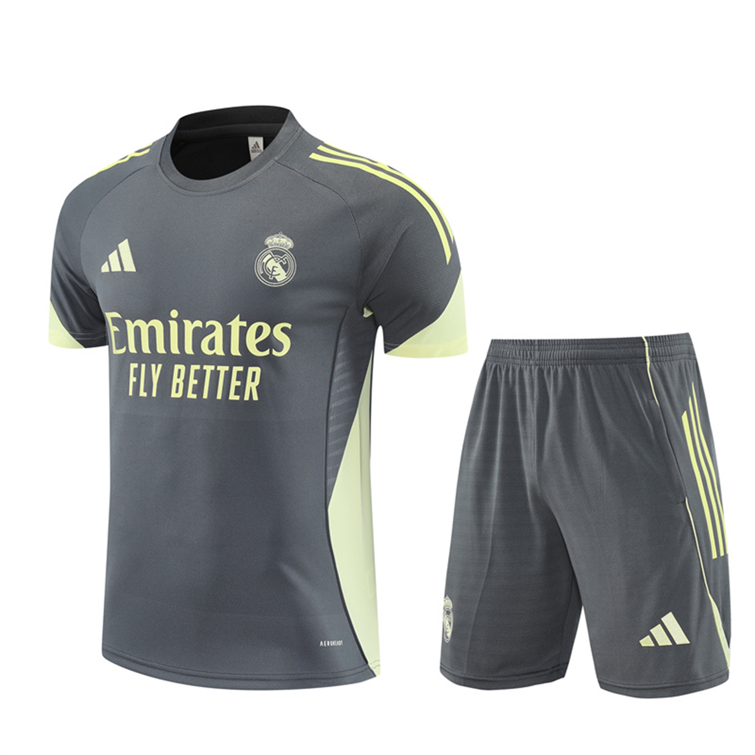 AlphaJersey-Real Madrid 25-26 Short-Sleeve Training Set - Deep Grey Top and Shorts