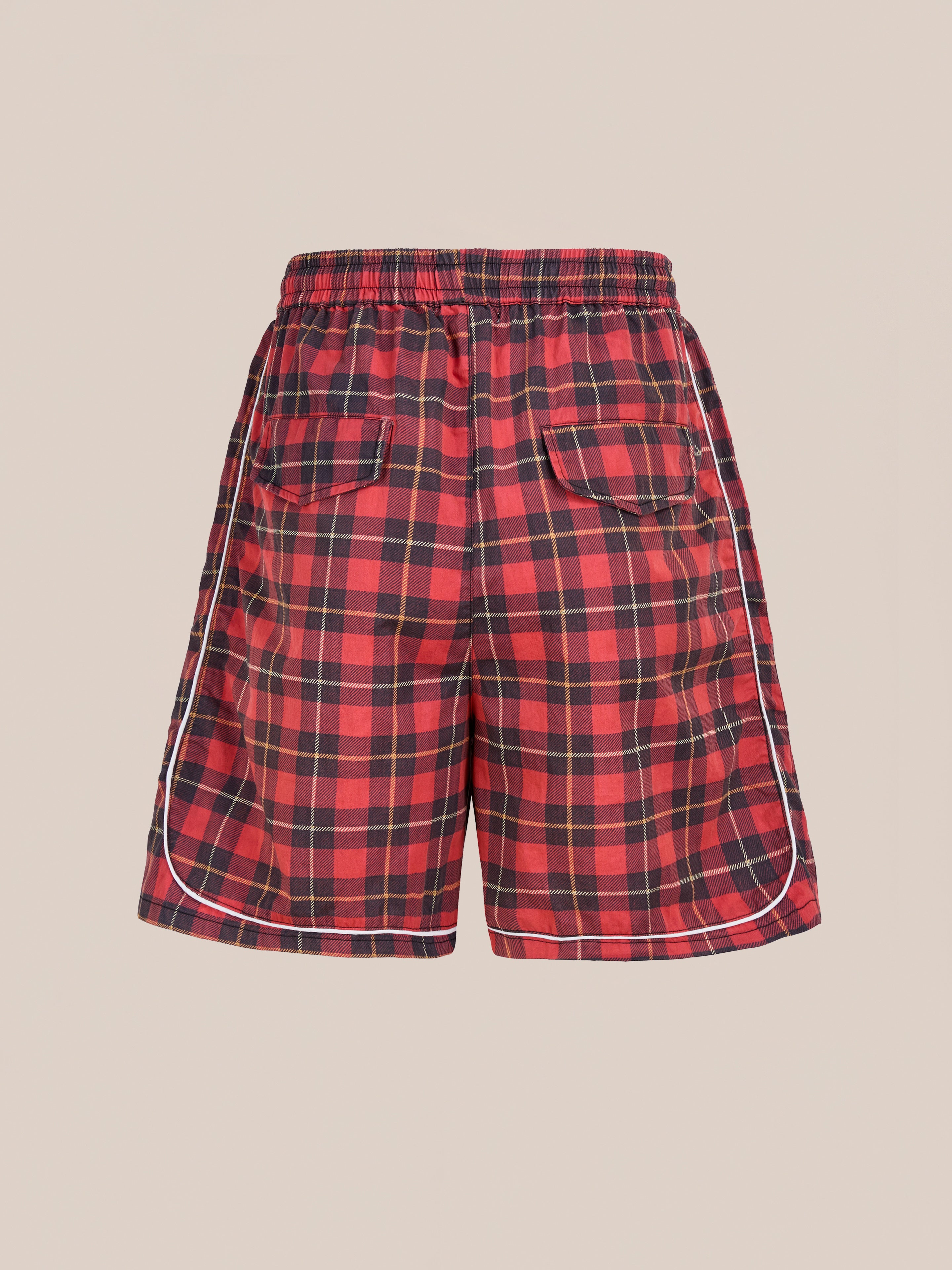 Red Plaid Track Shorts | Modern Menswear by yycbvcnbmmnbm