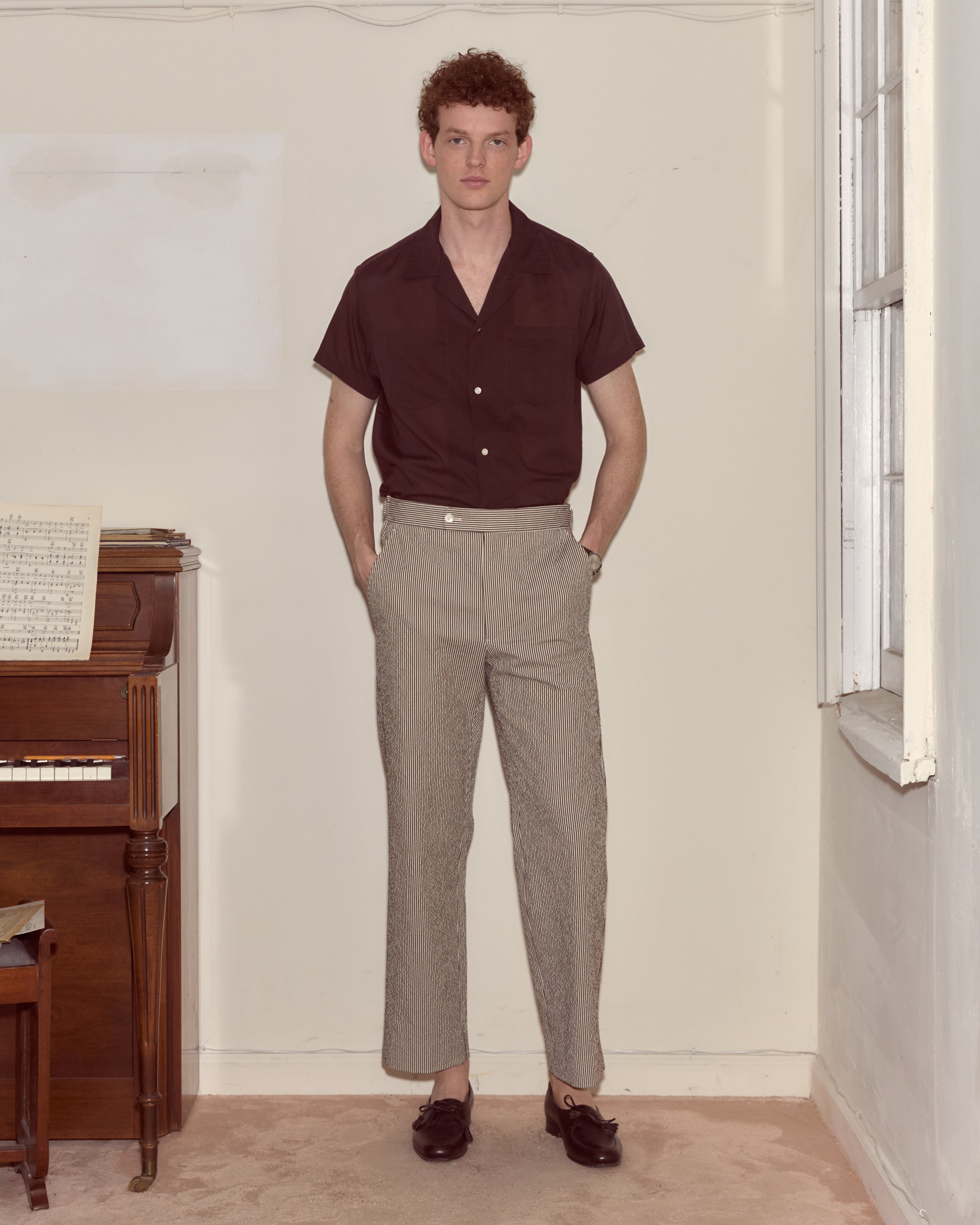 Seersucker Cafe Stripe Trousers | Modern Menswear by yycbvcnbmmnbm