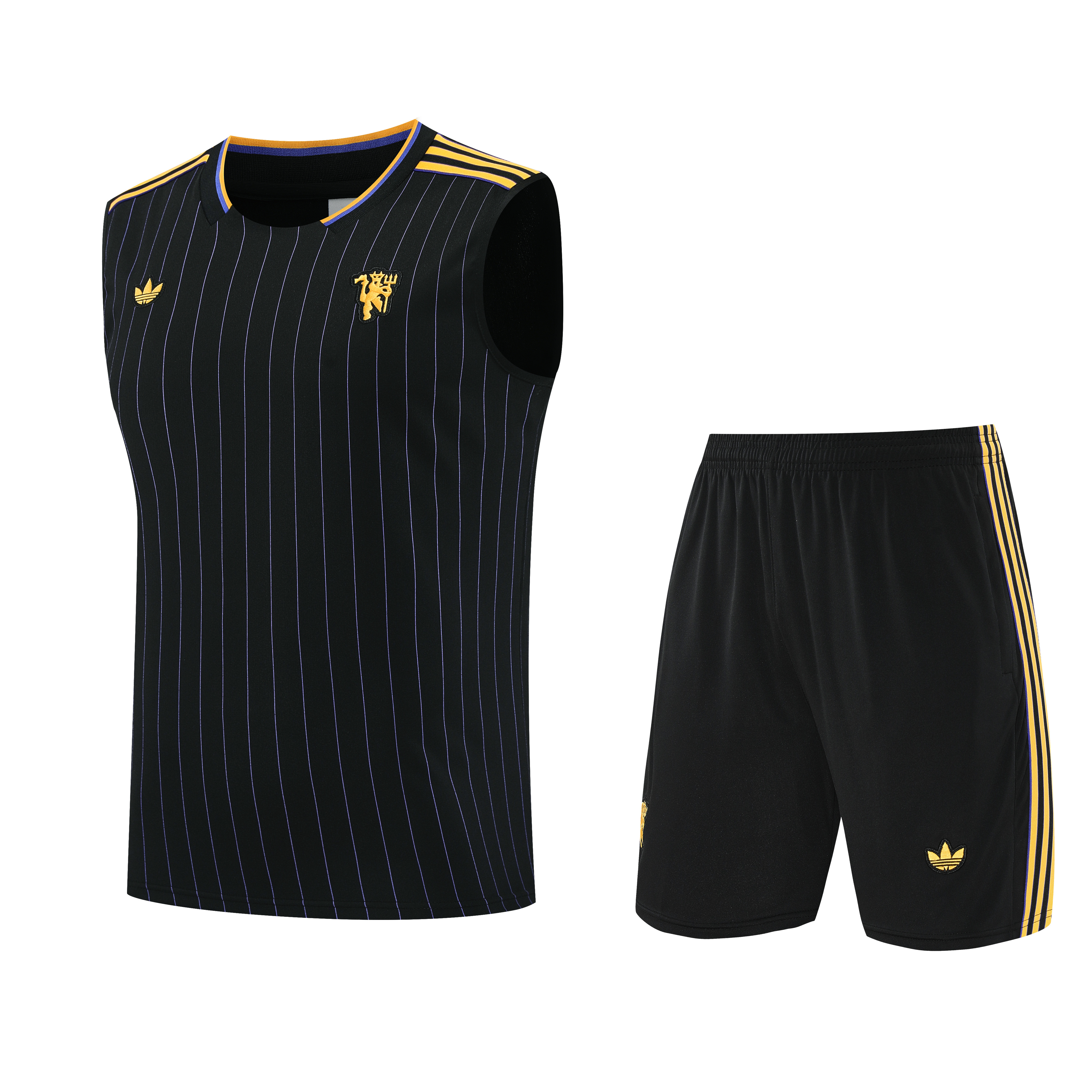 AlphaJersey-Manchester United 25-26 Vest Training Set - Black Top & Black Shorts
