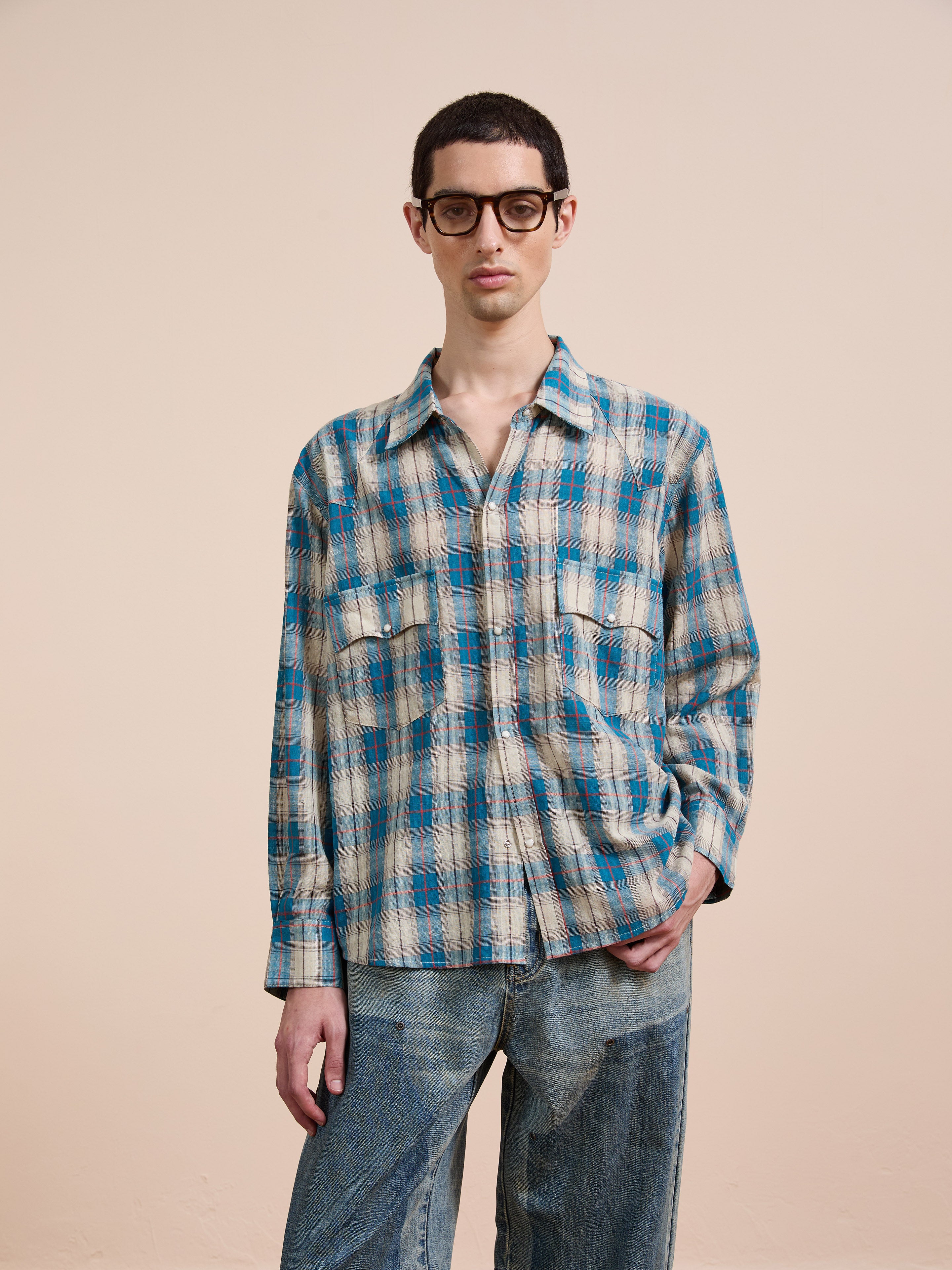 Western Plaid Snap Button Shirt | Modern Menswear by yycbvcnbmmnbm