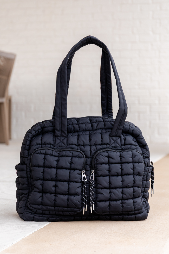 Haylie Black Quilted Weekender Bag | Elegant Women's Fashion by coolavocek