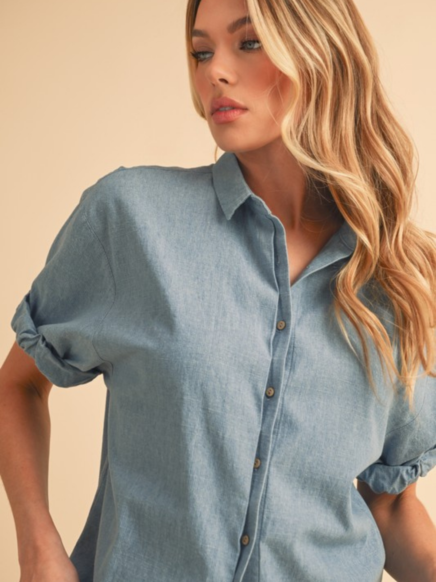 Denim Button Up | Elegant Women's Fashion by coolavocek