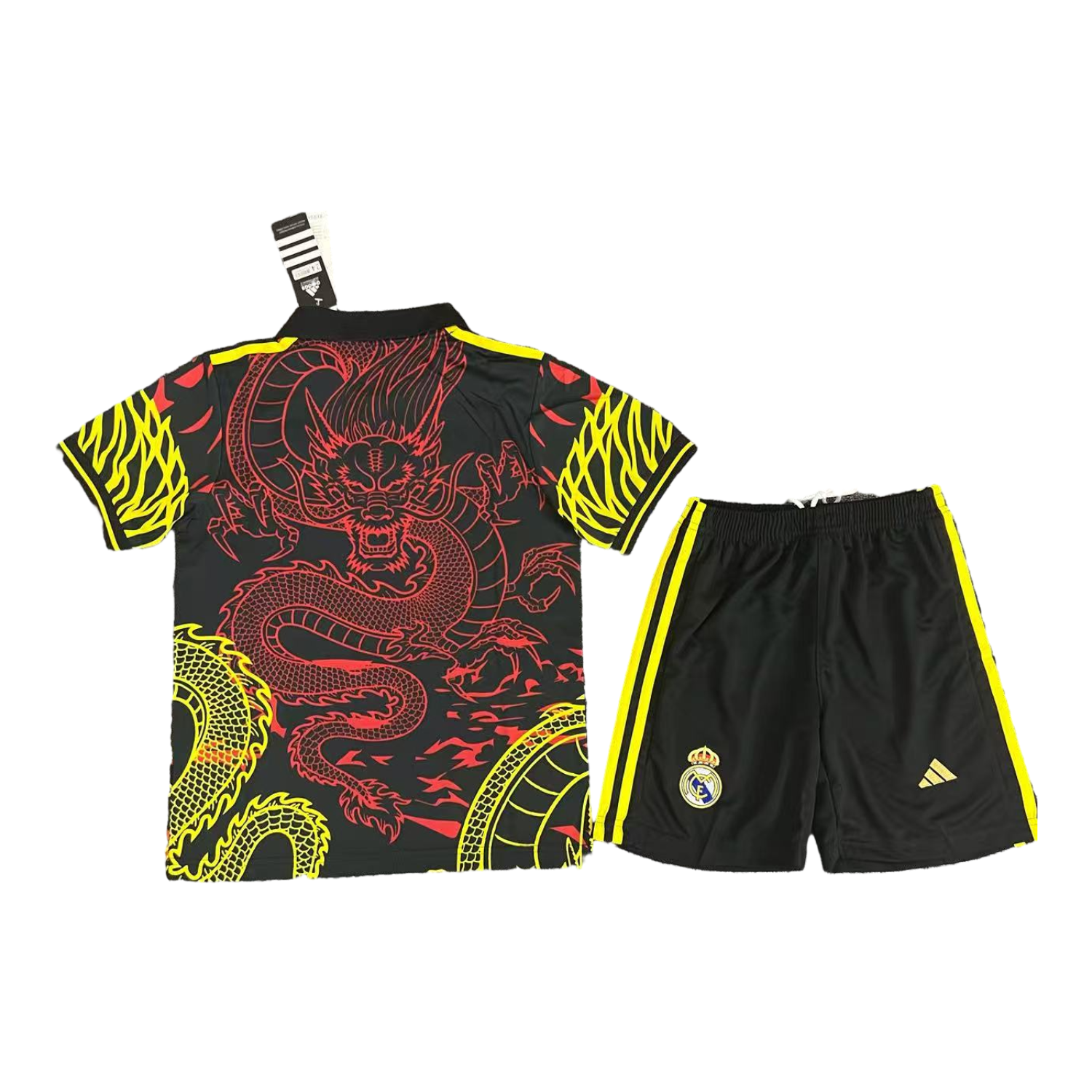AlphaJersey-Real Madrid 25-26 Yellow And Red Dragon Black Special Kids Kit