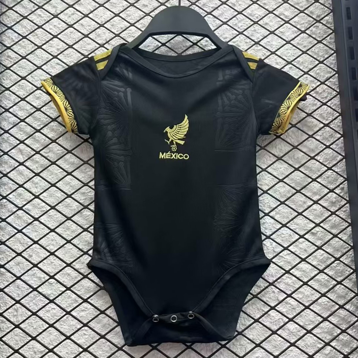 AlphaJersey-Mexico 2025 Gold Cup Black Baby Crawling Suit