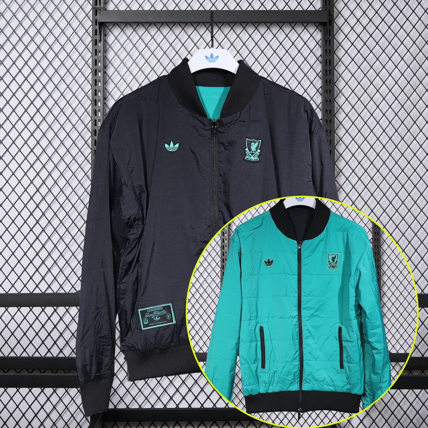 AlphaJersey-Liver.pool 25-26 Double Sided Reversible Windbreaker - Black & Green