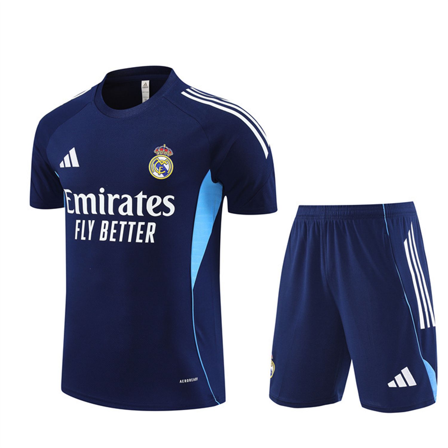 AlphaJersey-Real Madrid 25-26 Short-Sleeve Training Set - Royal Blue Top & Royal Blue Shorts