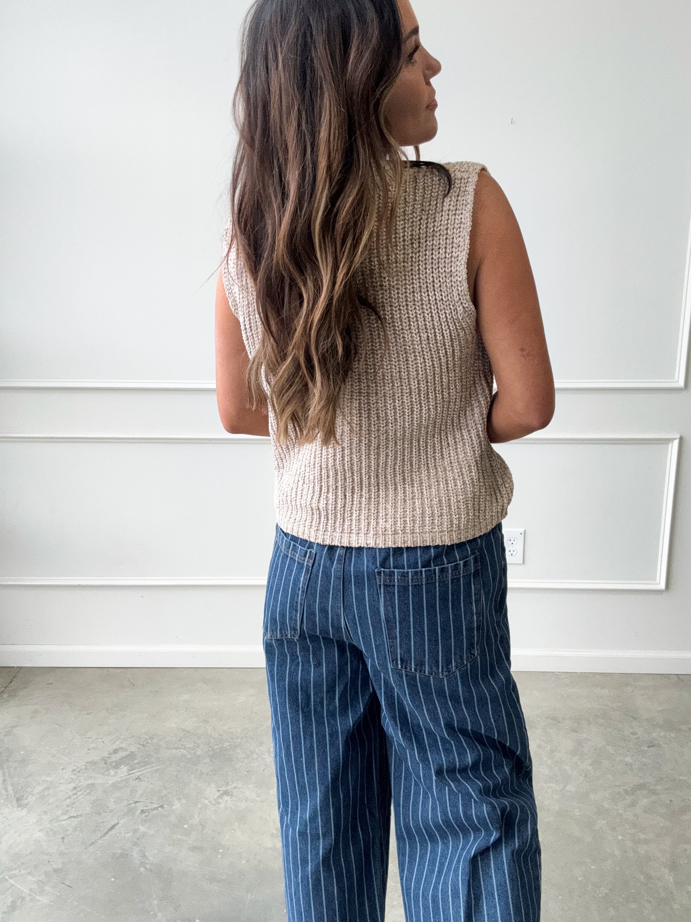 Tan Knit Sweater Vest | Elegant Women's Fashion by coolavocek