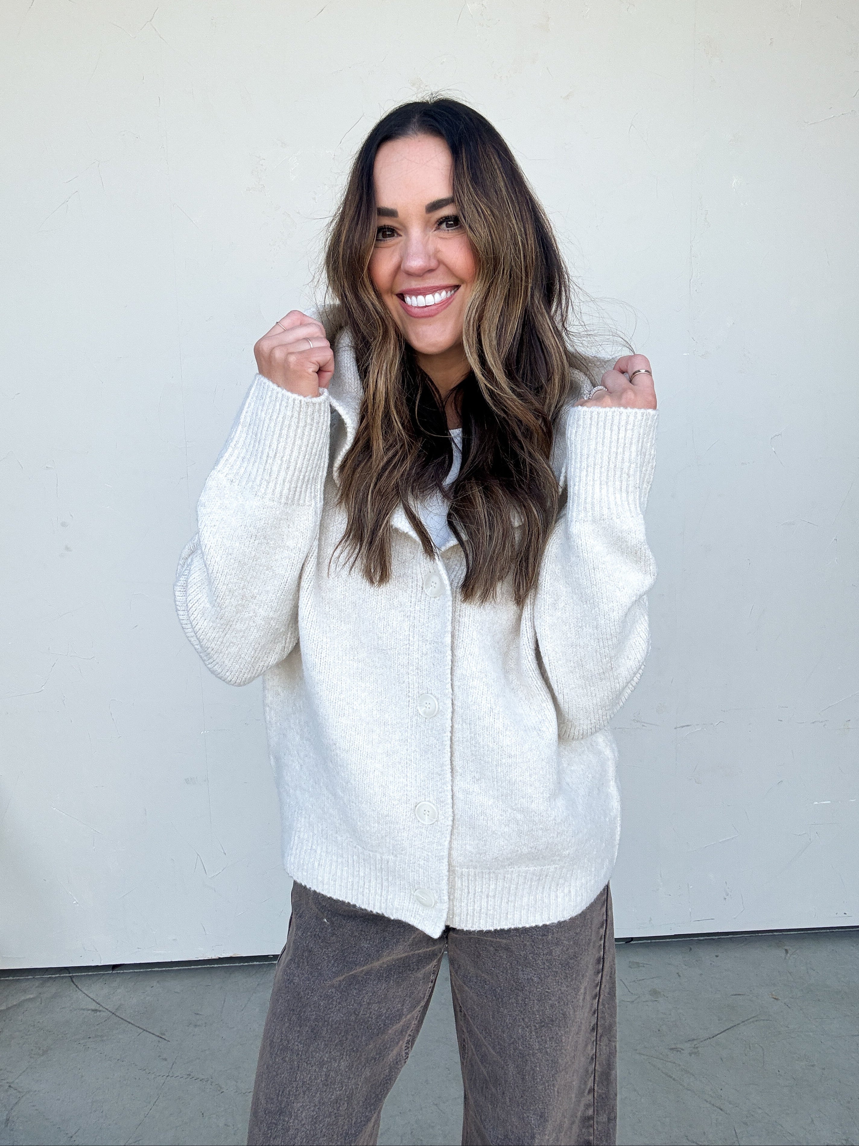 Oatmeal Hooded Cardigan | Elegant Women's Fashion by coolavocek