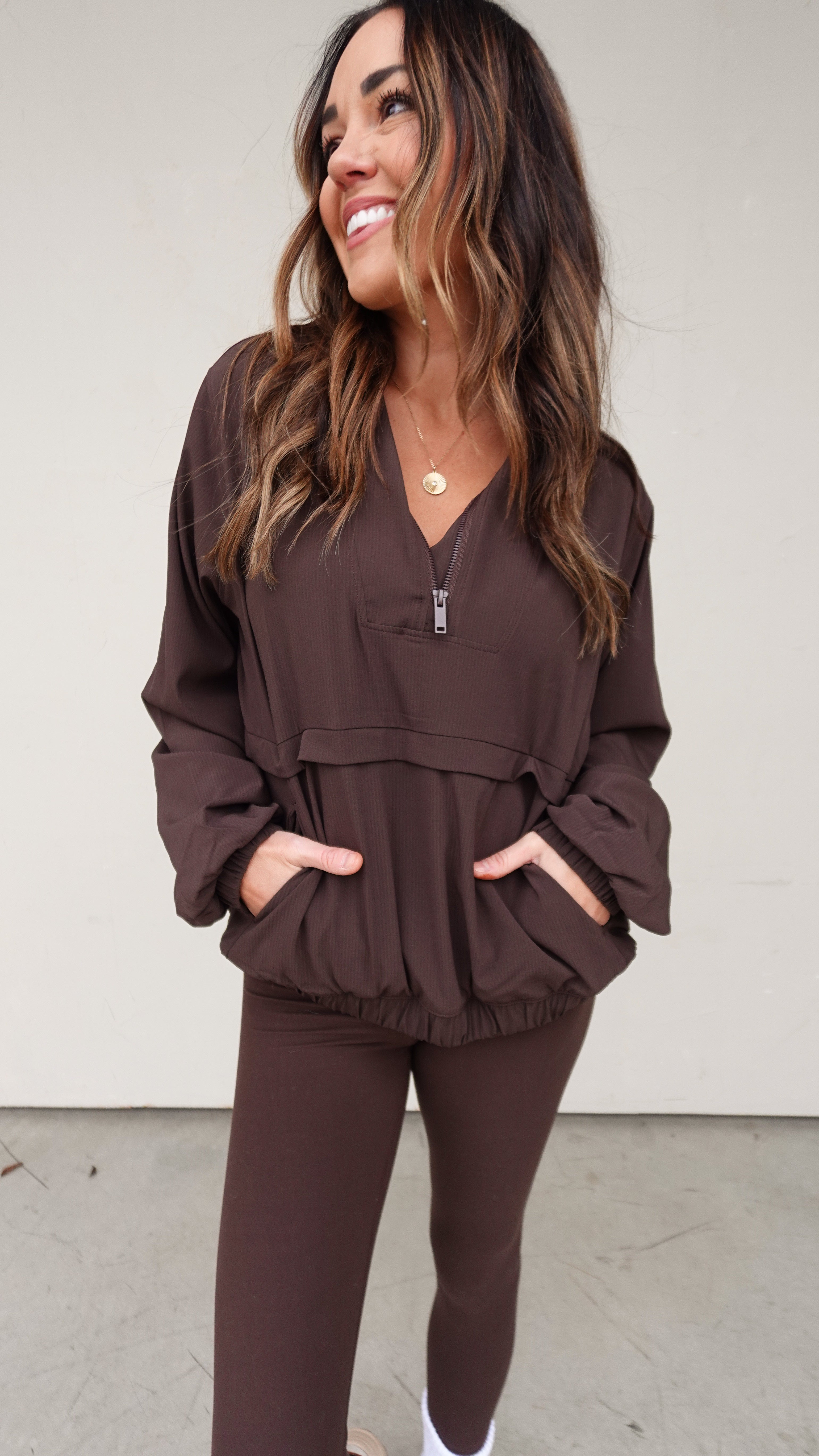 Quarter Zip Pullover - Espresso | Elegant Women's Fashion by coolavocek