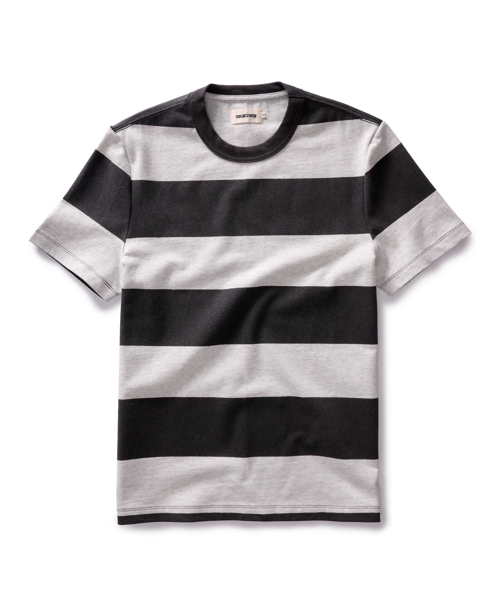 The Organic Cotton Shop Tee in Faded Black Stripe | Modern Menswear by yycbvcnbmmnbm
