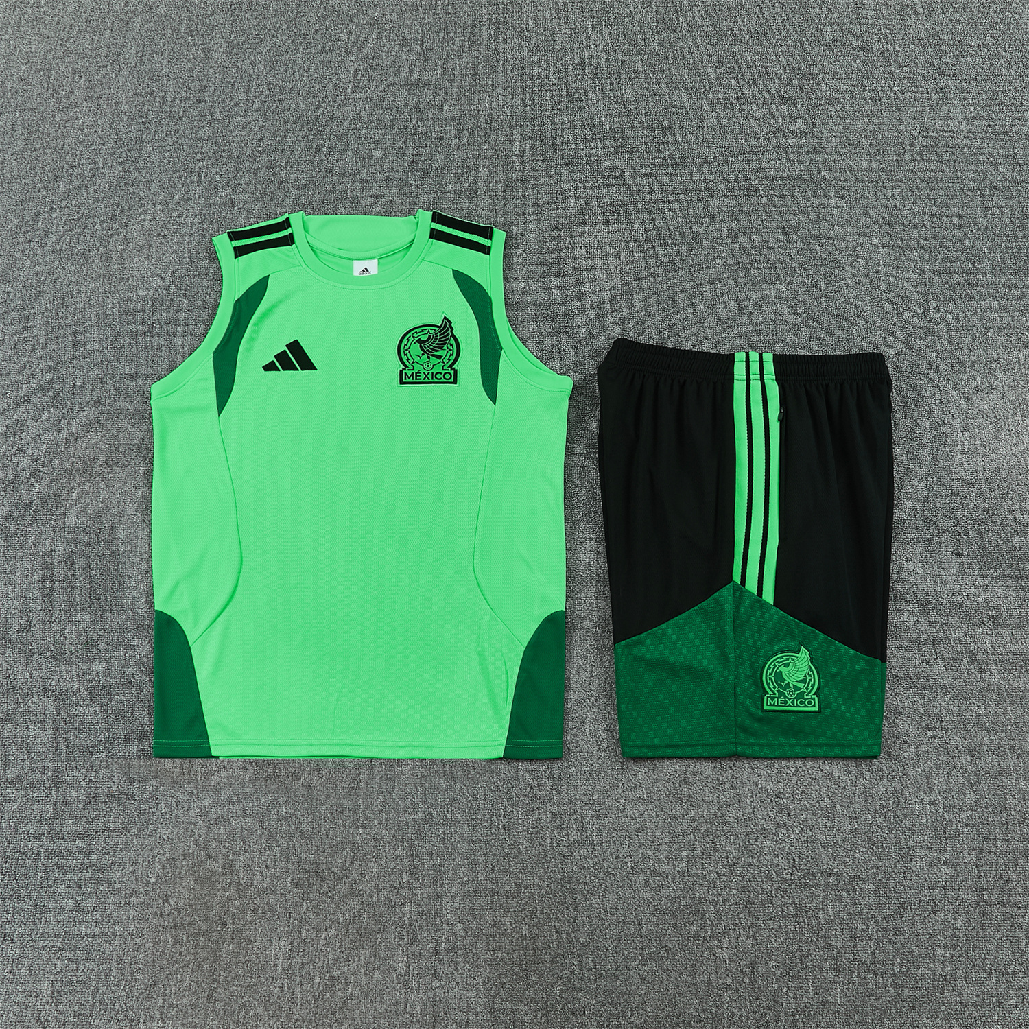 AlphaJersey-Mexico 2026 Vest Training Set - Green Vest and Black Shorts