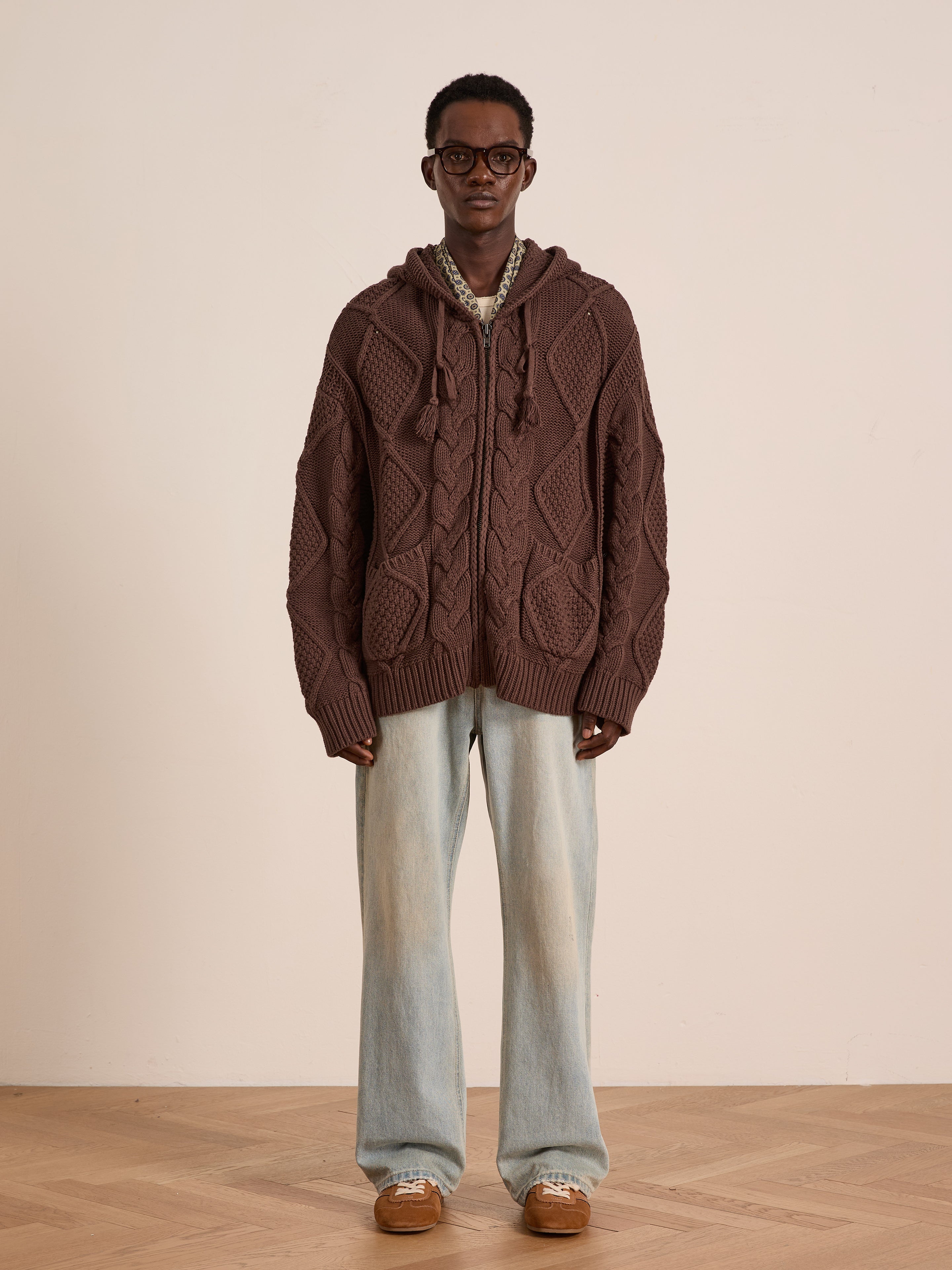Zip Up Cable Knit Hoodie | Modern Menswear by yycbvcnbmmnbm