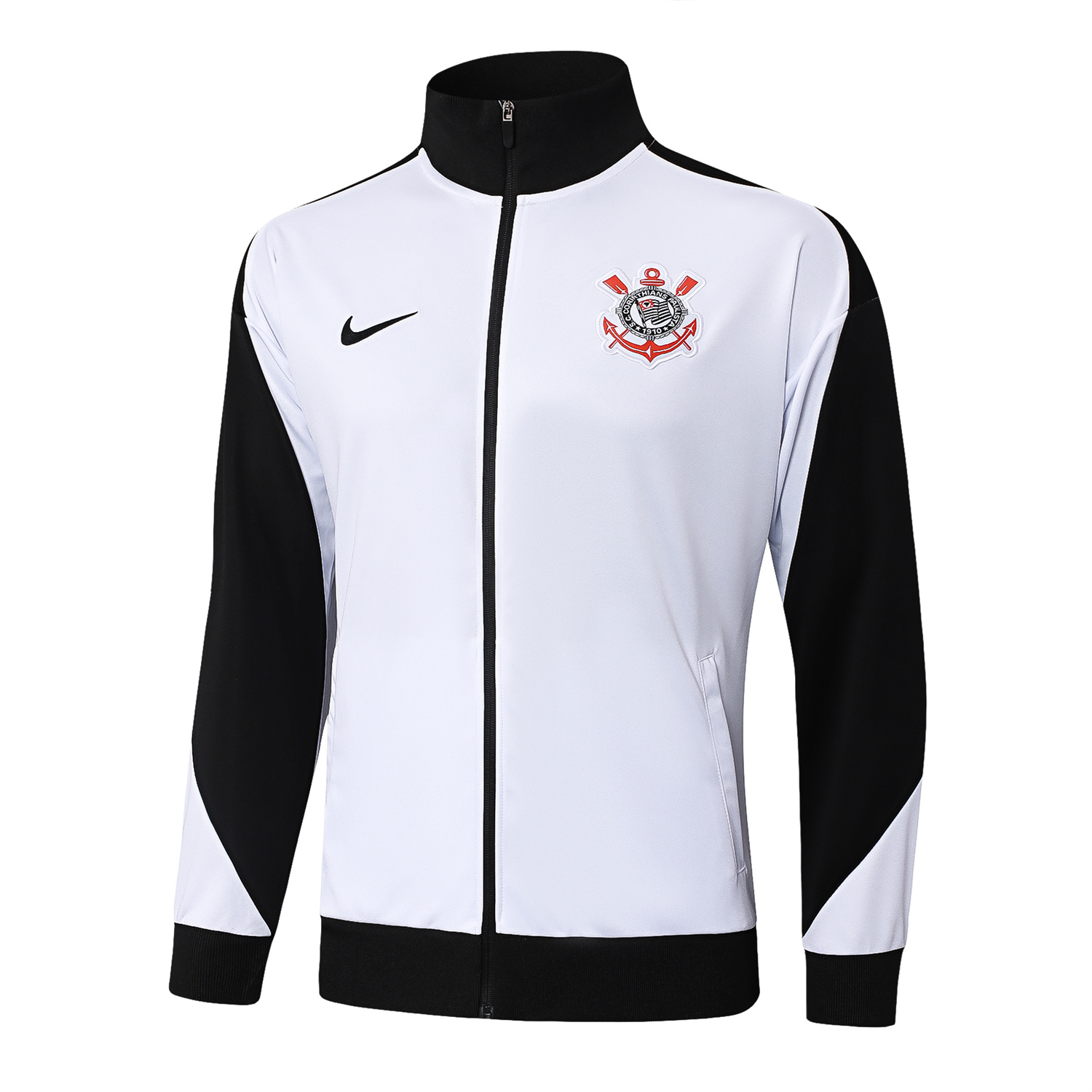 AlphaJersey-Corinthians 25-26 Jacket Training Tracksuit - White Jackets & Black Pants