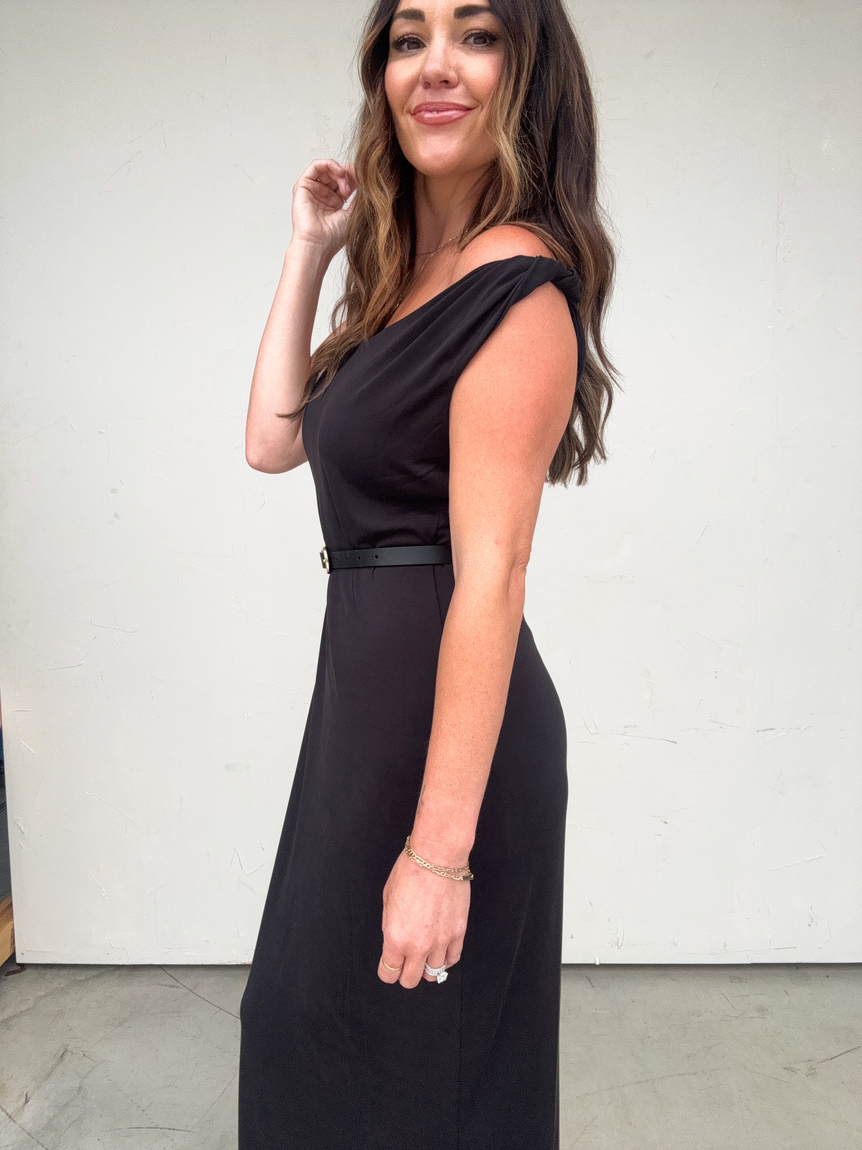 Black Maxi Dress with Twist Straps | Elegant Women's Fashion by coolavocek