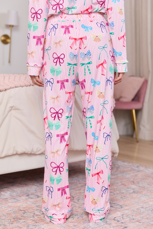 Cozy Crush Pajama Pants - Take A Bow Pink Stripe | Elegant Women's Fashion by coolavocek