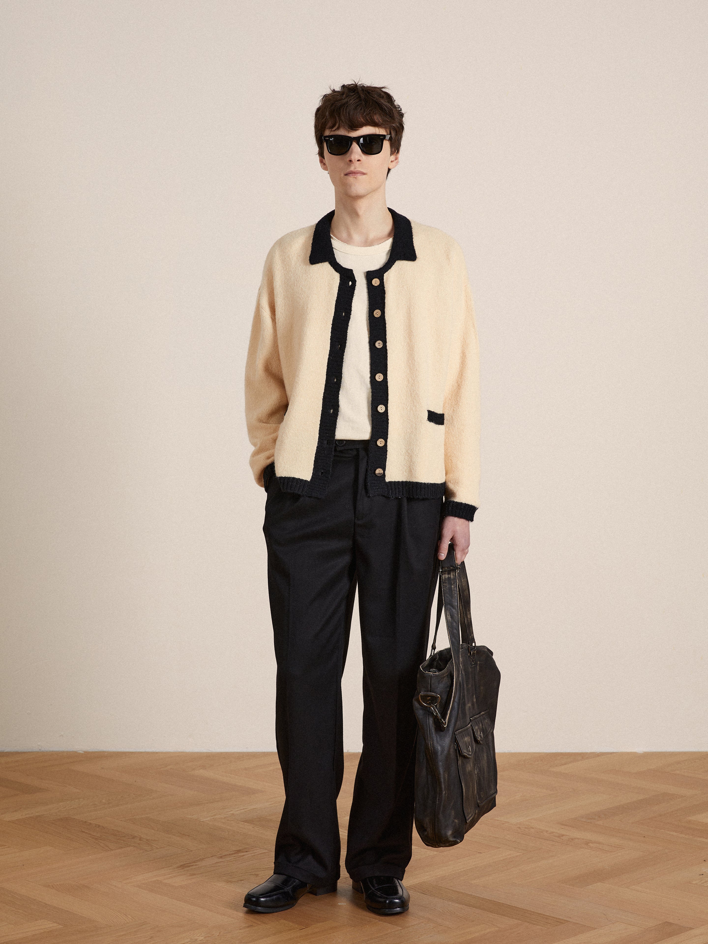 Sima Contrast Collar Knitted Cardigan | Modern Menswear by yycbvcnbmmnbm