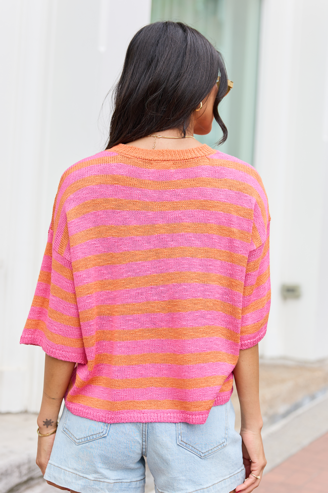 Zani Pink And Orange Striped Sweater | Elegant Women's Fashion by coolavocek
